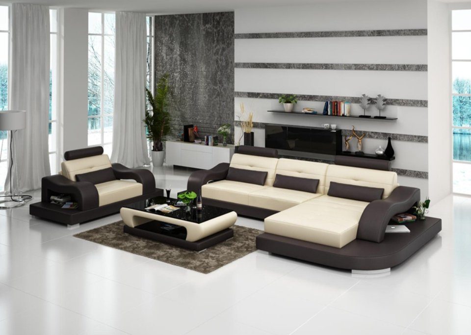 JVmoebel Ecksofa, Ledersofa Wohnlandschaft Eck Sofa Design Modern Sessel Couch Ecksofa