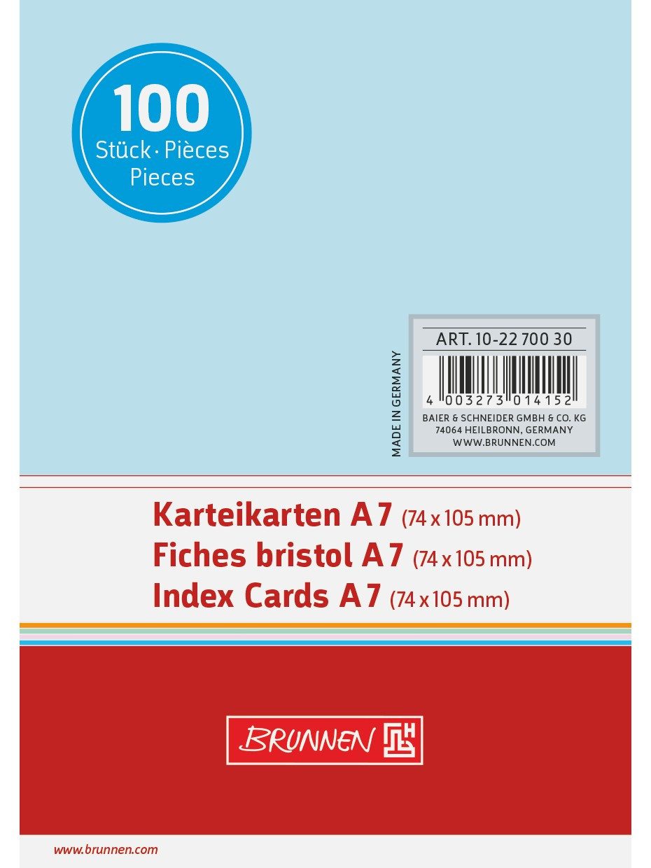 Baier Kindersitz Karteikarten Karteikarten A7 unliniert blau 100 Stück