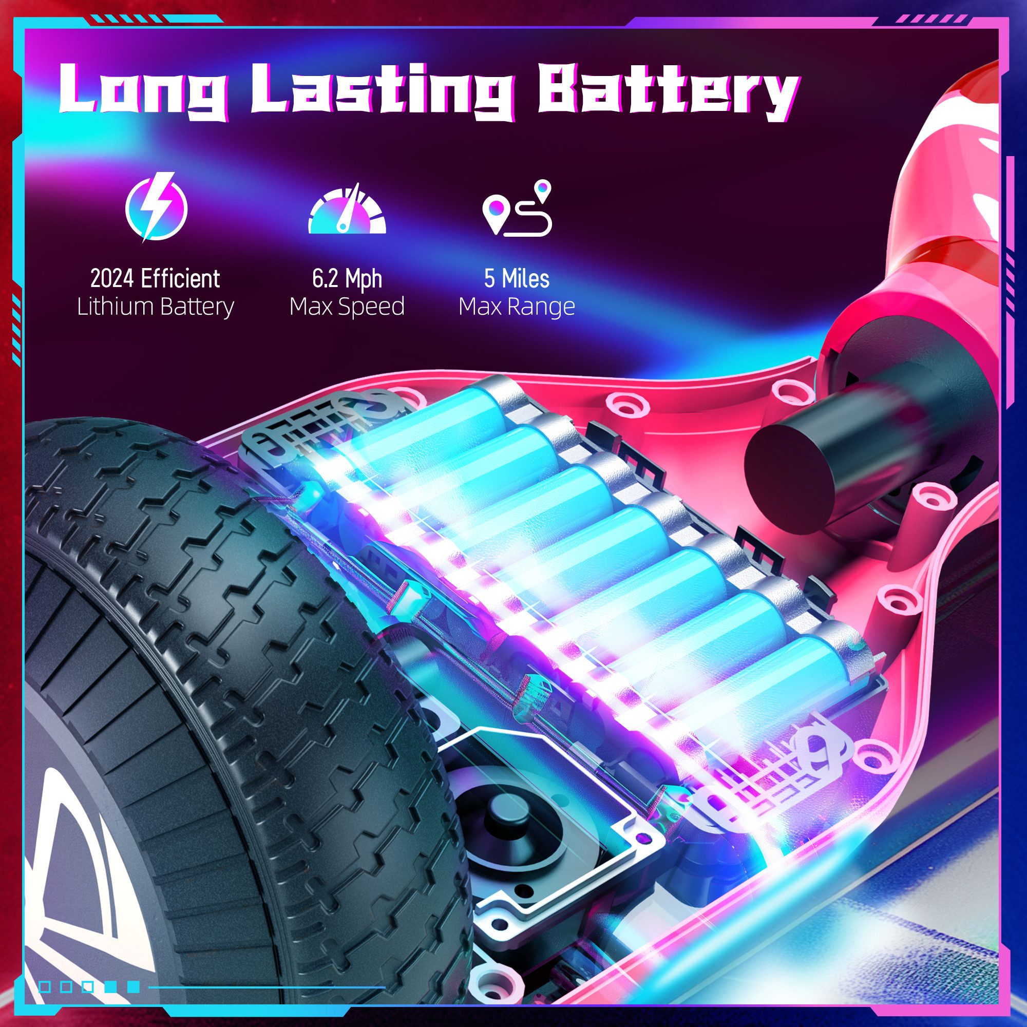 SISIGAD Balance Scooter 6,5 Zoll Dualmotorräder, Hoverboard mit LED-Licht, Smart Bluetooth, 10 km/h, Hoverboard mit LED Lichter Bluetooth,Geschenk für Kinder