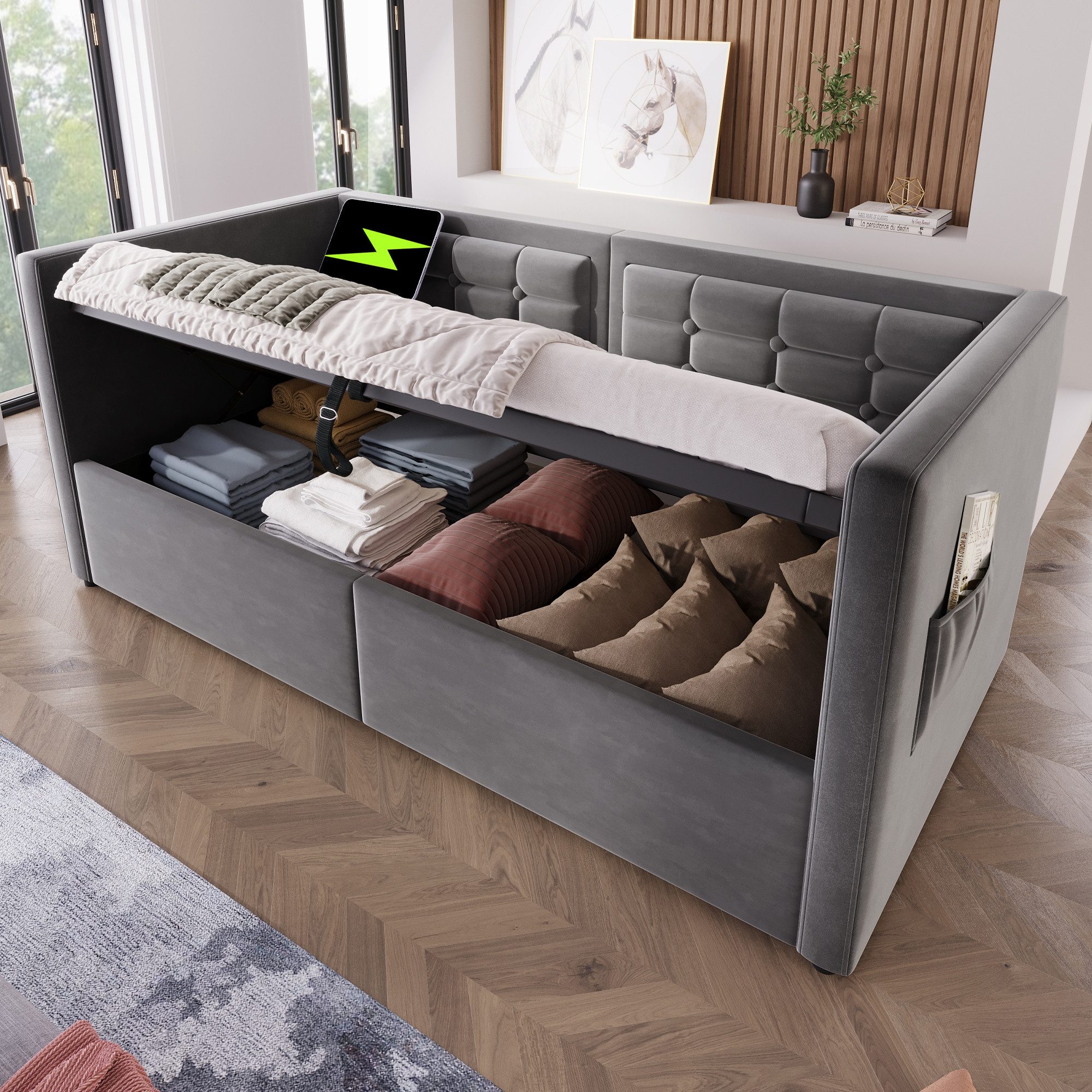 STILVORA Schlafsofa mit Bettkasten,Polsterbett 90x190 mit günstig online kaufen