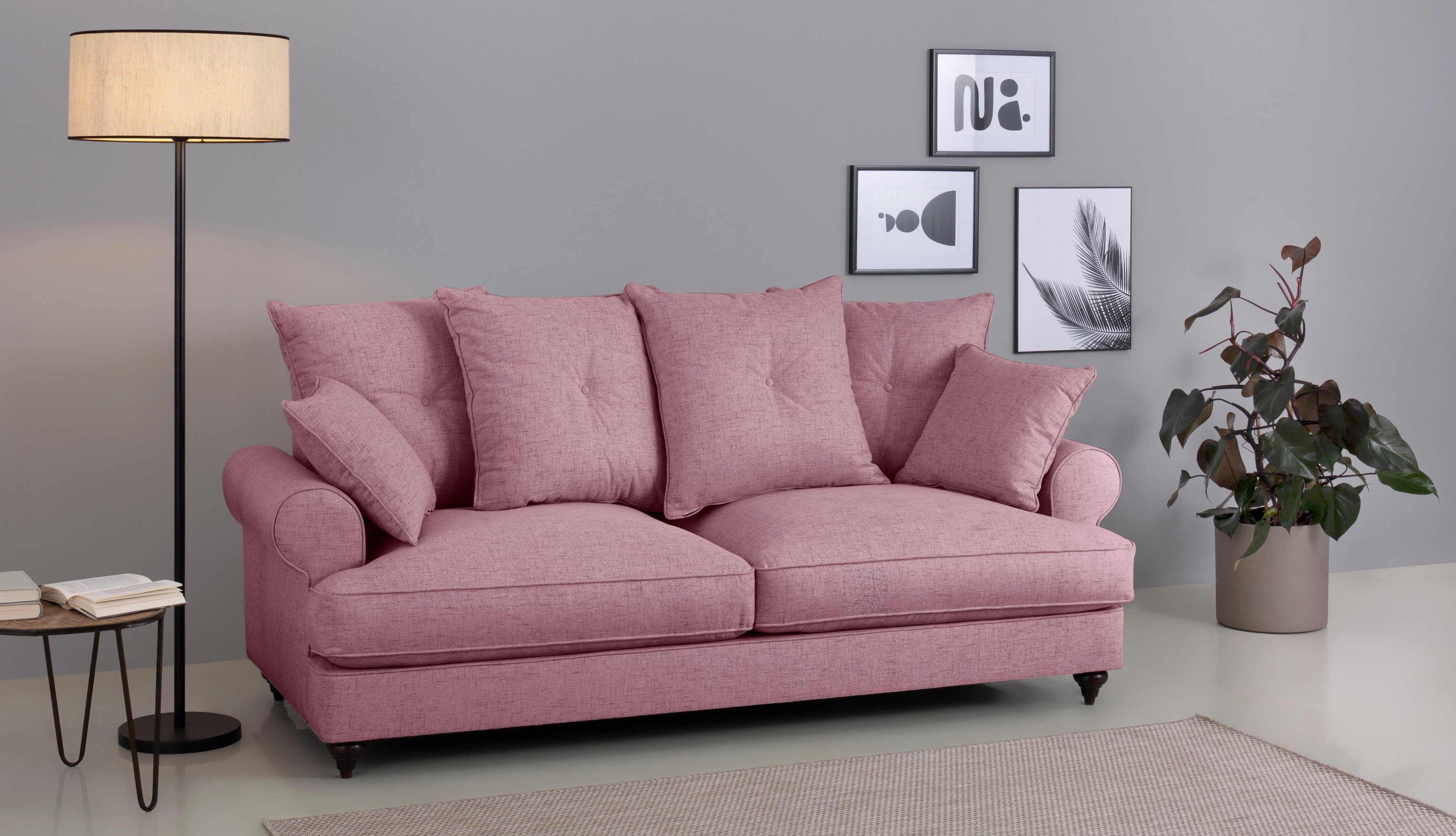 Home affaire 3-Sitzer Bloomer, mit hochwertigem Kaltschaum, in verschiedenen Farben erhältlich violet