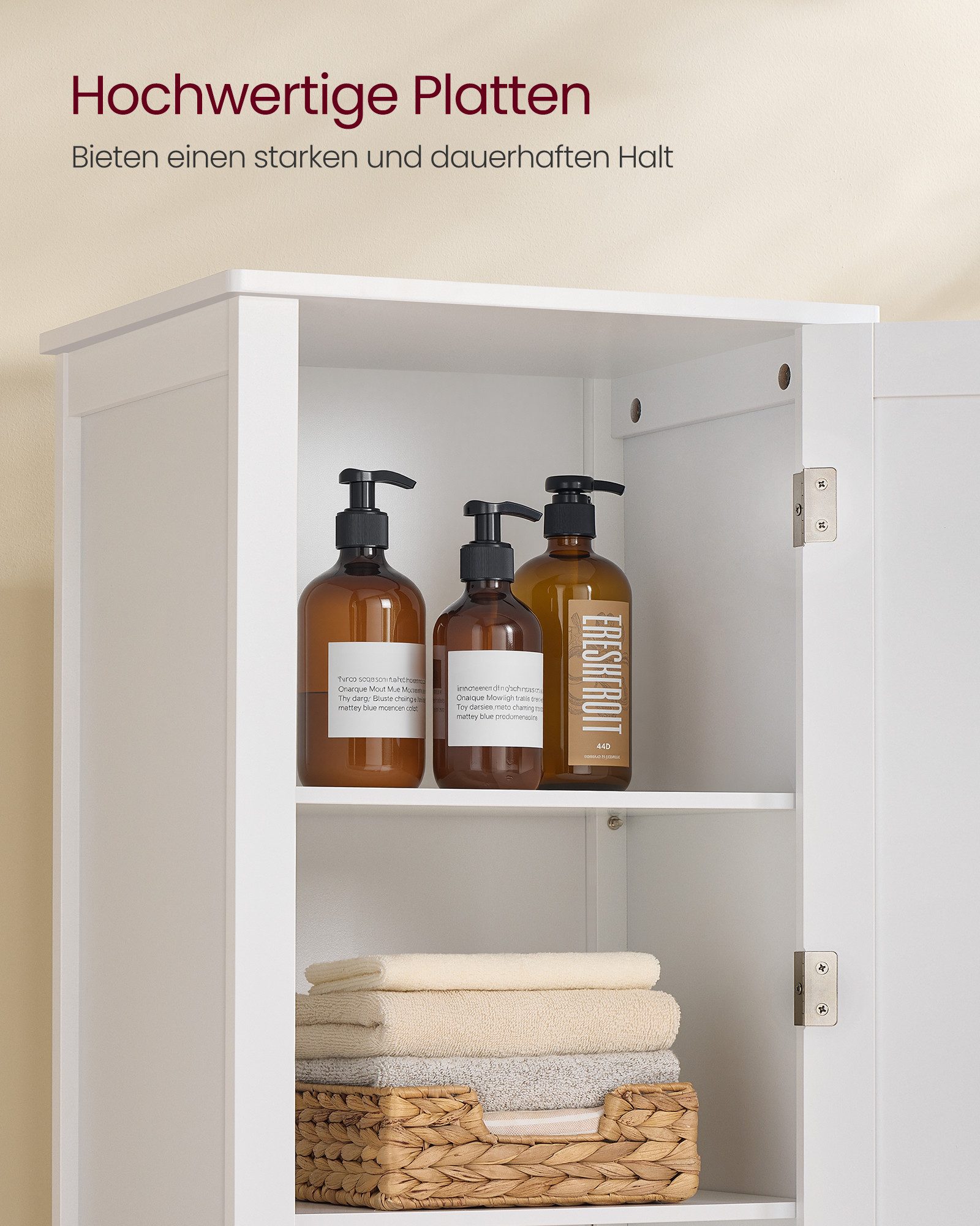 VASAGLE Badkommode Badezimmerschrank mit Ganzkörperspiegel, mit verstellbaren Ablagen, Hochschrank, 30 x 40 x 160 cm, für kleine Räume, Wohnzimmer, Flur – Bild 5 von 5