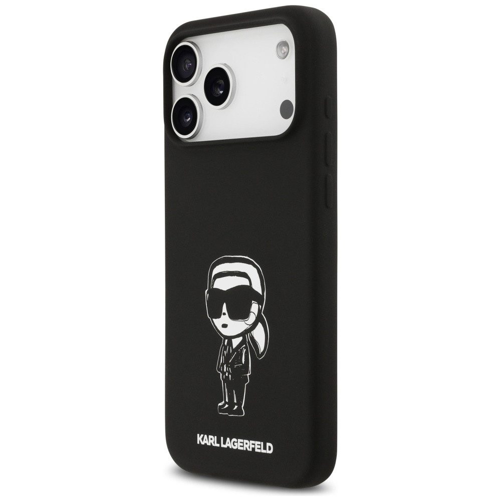 KARL LAGERFELD Handyhülle MagSafe iPhone 17 Pro Max Silikon schwarz Logo 6,9 Zoll, Kantenschutz