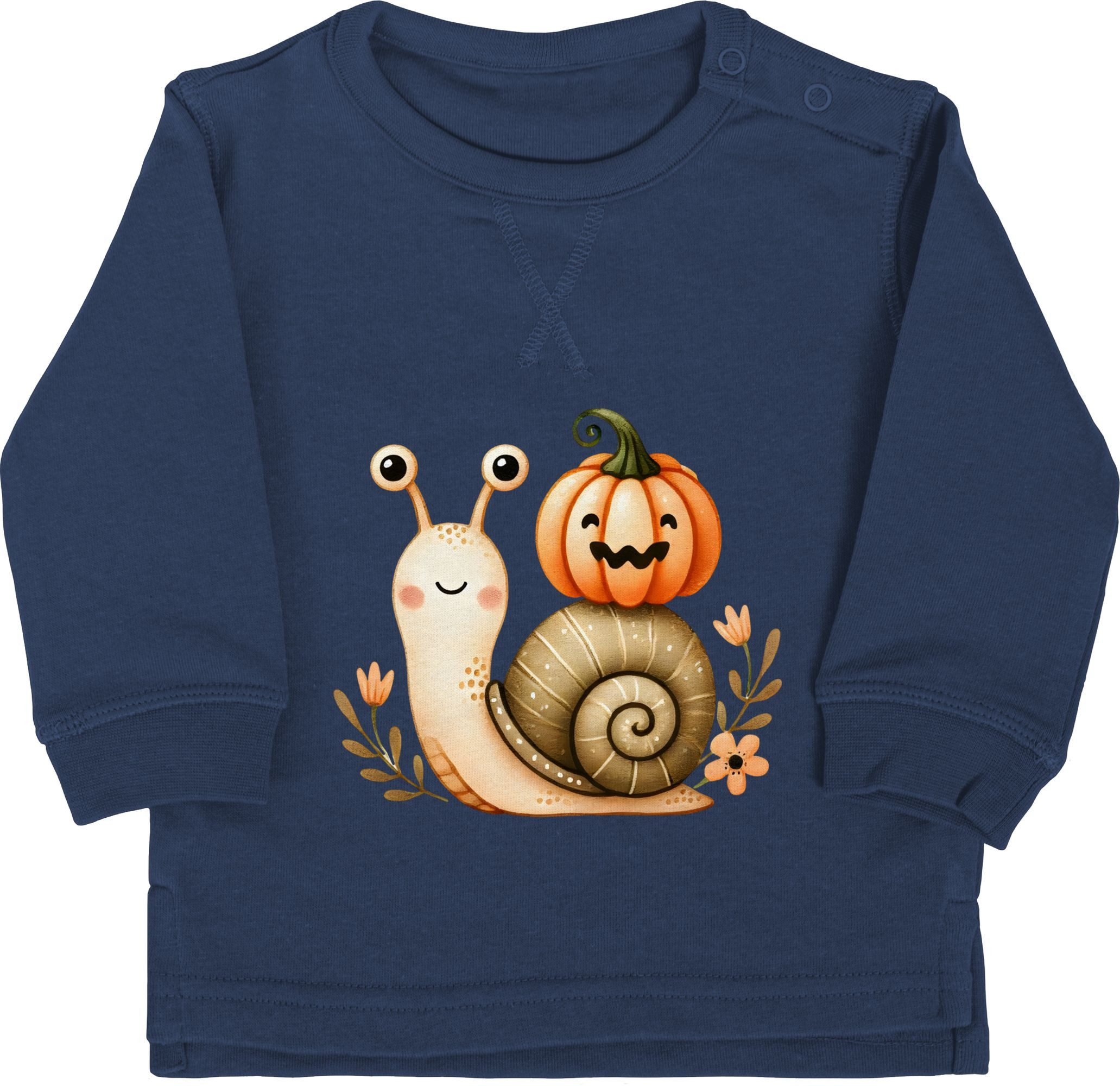 Shirtracer Sweatshirt Süße Schnecke mit Kürbis, Herbstliches Baby und Kinder Motiv, Niedli Halloween Kostüme für Baby