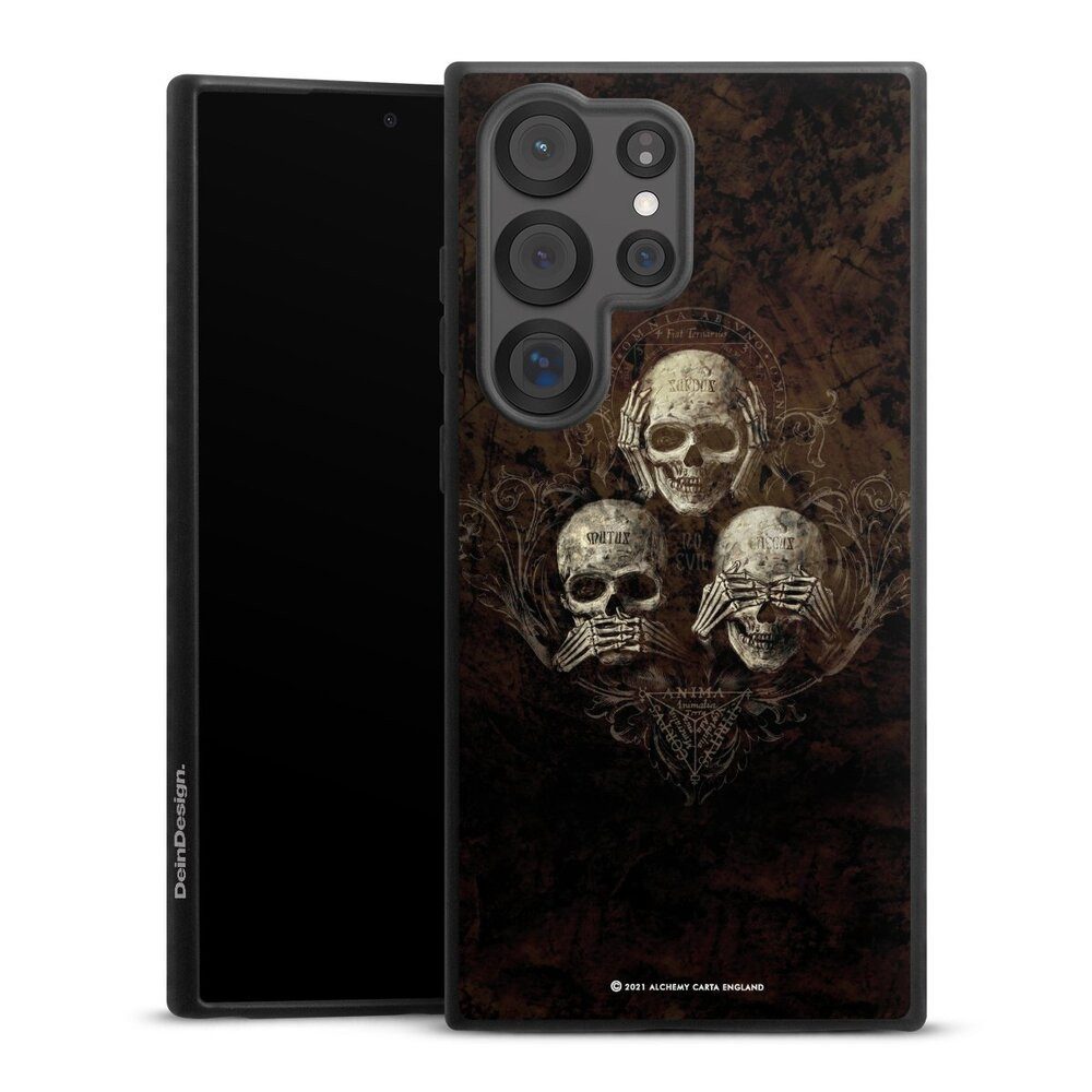 DeinDesign Handyhülle Totenköpfe Art Gothic No Evil, Samsung Galaxy S25 Ultra Organic Case Bio Hülle Nachhaltige Handyhülle