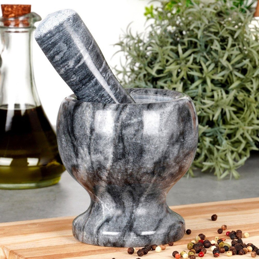 Vilde Mörser Granit spülmaschinengeeignet mit Stößel, (2-tlg., Mörser mit Stößel), 11 cm Durchmesser, 12.5 cm Stößellänge – Bild 2 von 5
