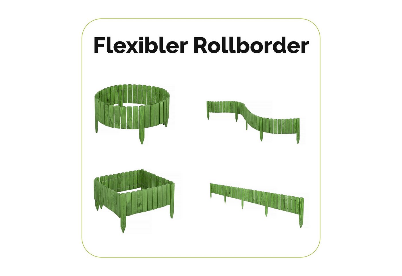 Thumbnail - Garronda Rasenkante Beeteinfassung Holz Rollzaun Flexibler Rollborder Länge: 2m GD-0046