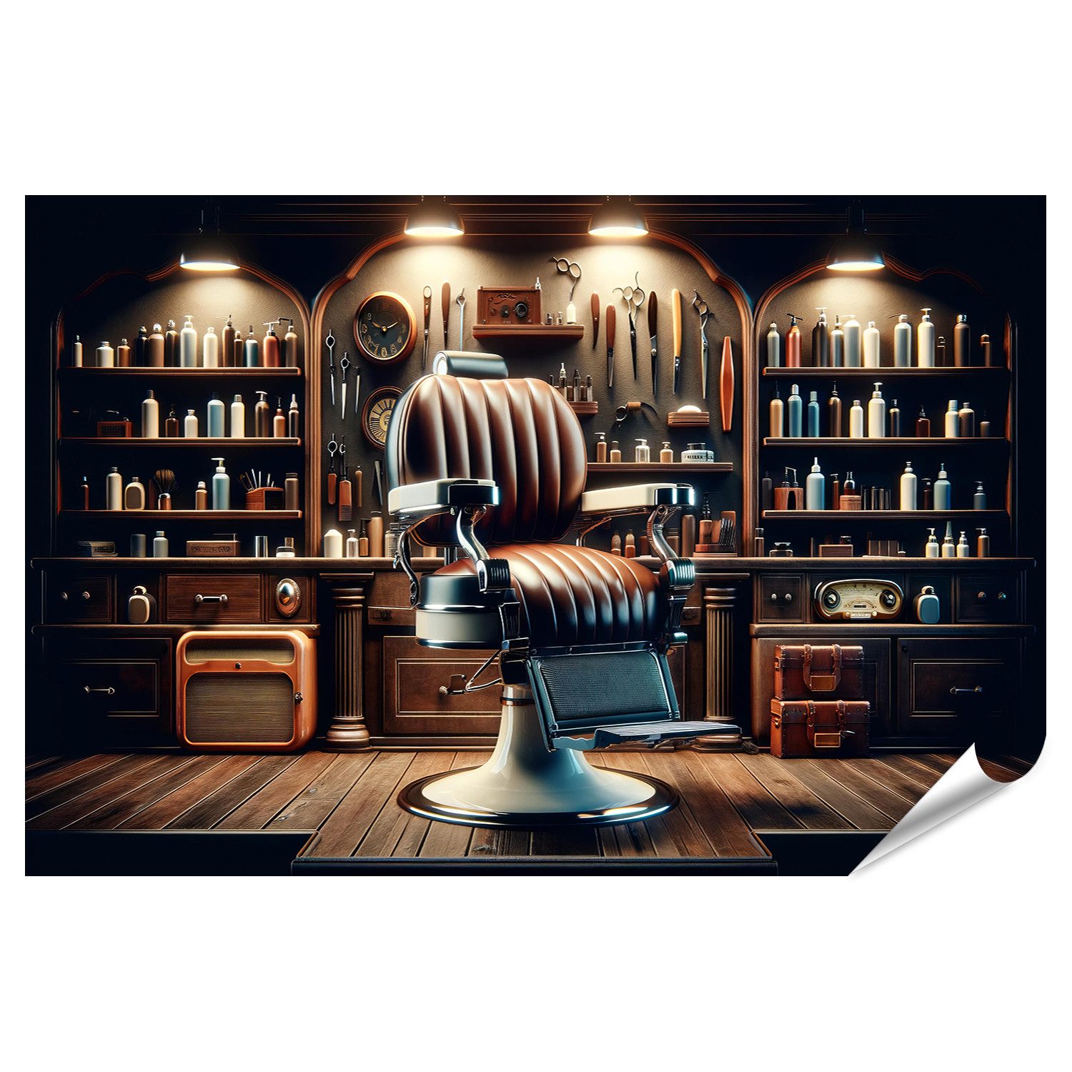 islandburner Poster Klassischer Friseurstuhl im nostalgischen Salon Barber Shop