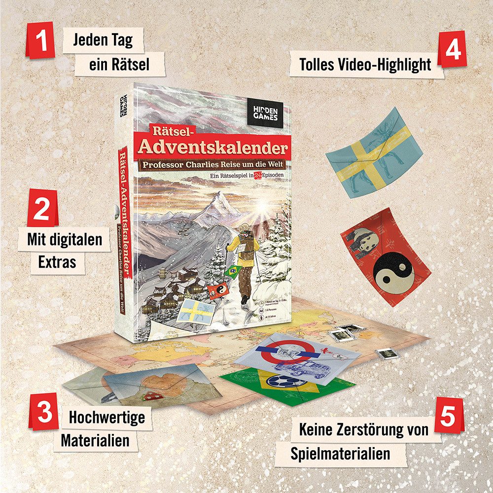 Hidden Games Adventskalender Adventskalender - Professor Charlies Reise um die Welt, Made in Germany – Bild 4 von 5