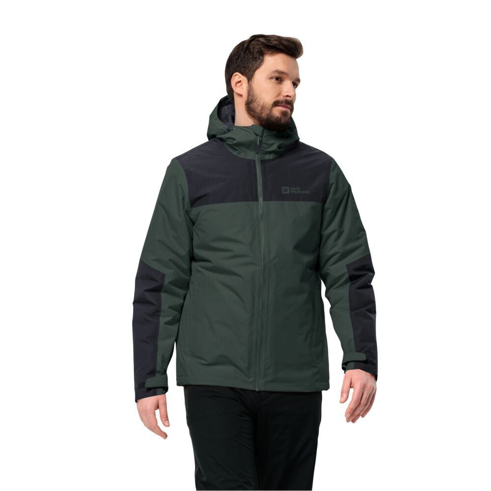 Jack Wolfskin Winterjacke Jasper (sehr wasser- und winddicht, atmungsaktiv) olivegrün/schwarz