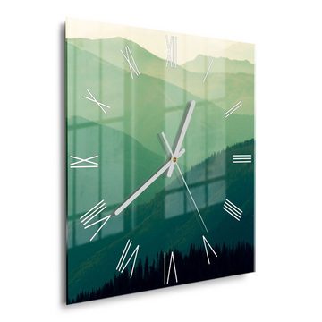 DEQORI Wanduhr 'Bewaldete Hänge' (Glas Glasuhr modern Wand Uhr Design Küchenuhr)
