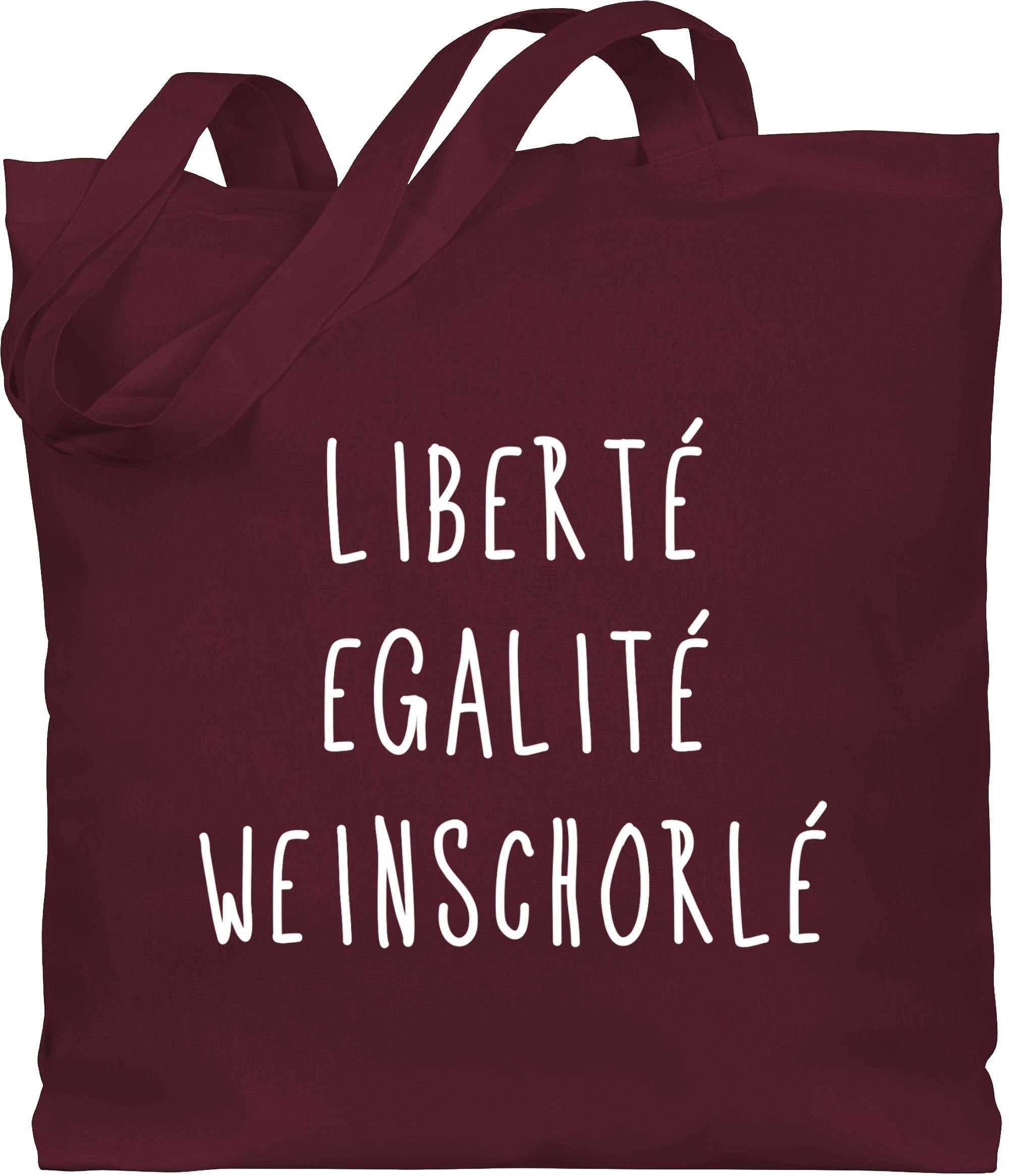 Absolut beliebt Shirtracer Umhängetasche Liberte 2 Statement Weinschorle, mit Spruch Sprüche Egalite Bordeauxrot