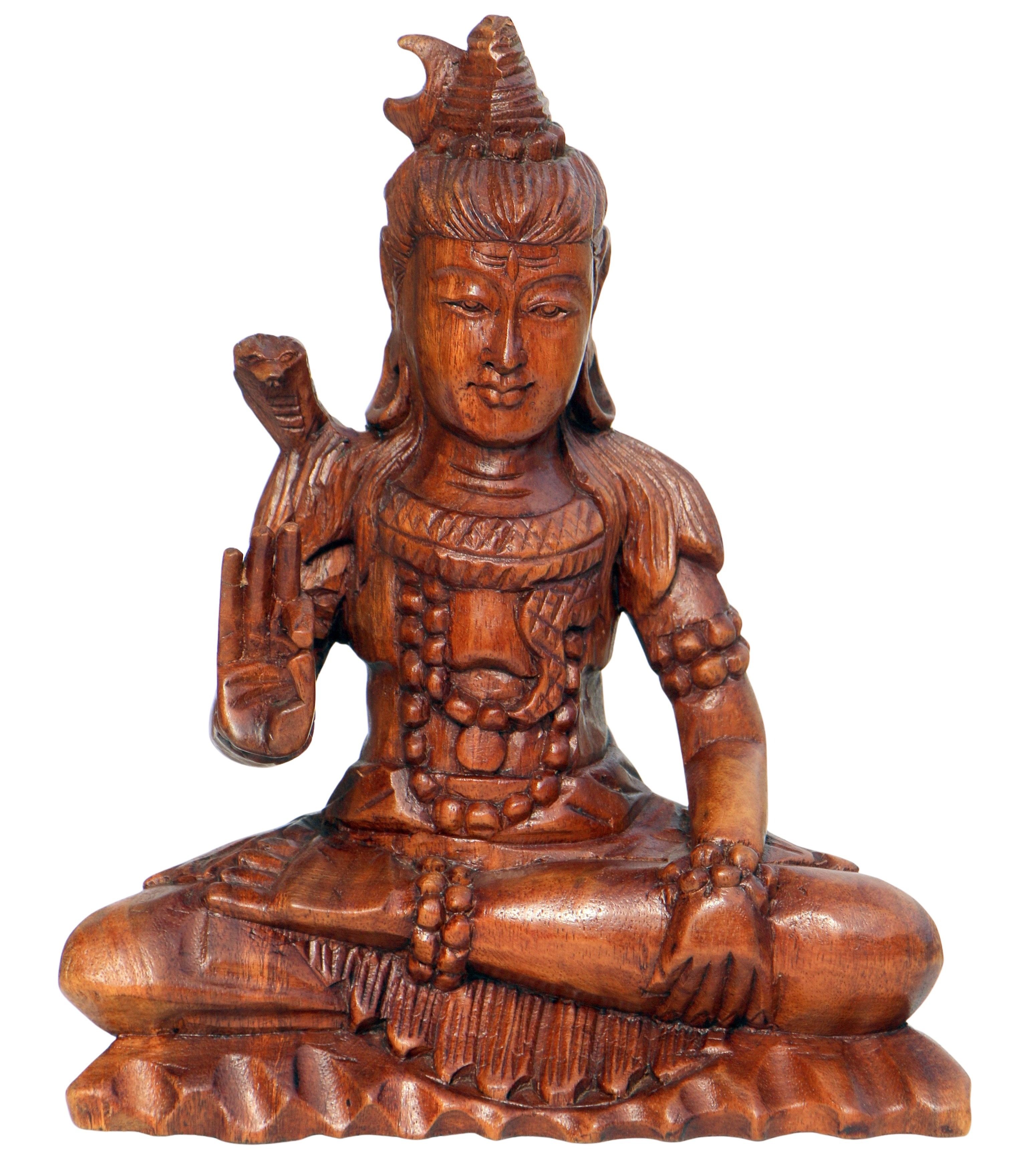 Wogeka Buddhafigur Shiva Meditation Buddha Holz-Figur Feng Shui