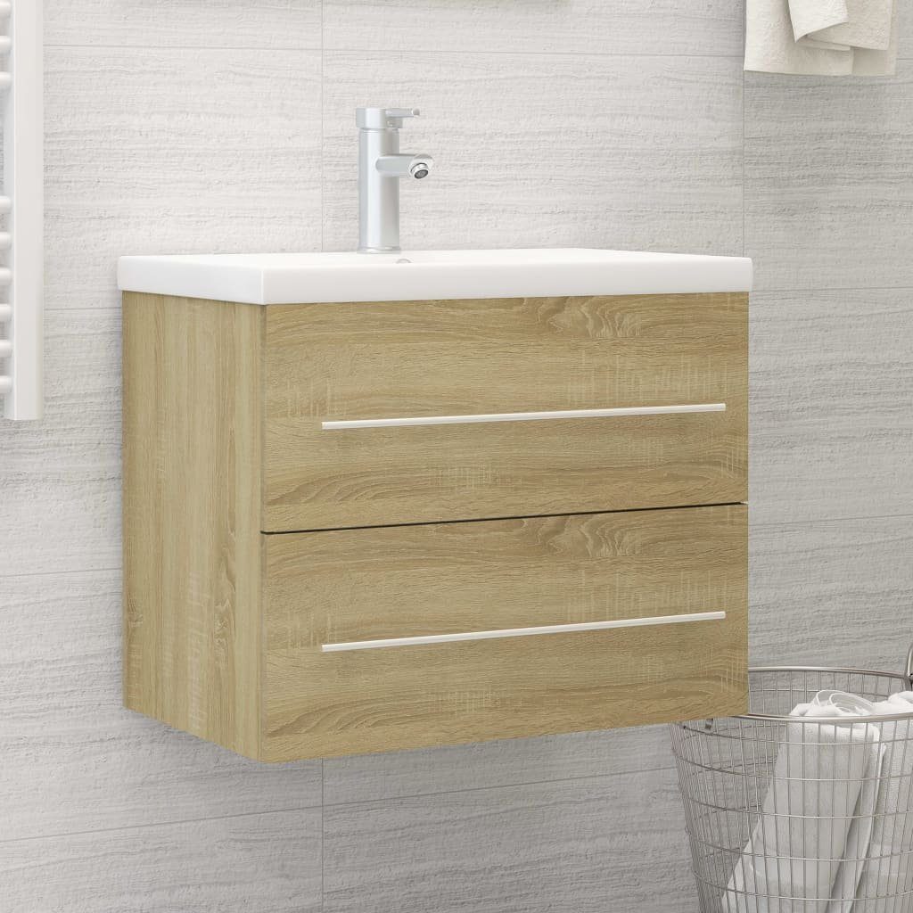 Einbaubecken Sonoma Badezimmerspiegelschrank (1-St) vidaXL Sonoma-Eiche Eiche Holzwerkstoff Waschbeckenunterschrank