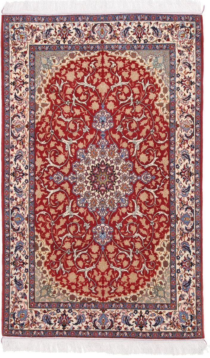 Orientteppich Isfahan Seidenkette 106x168 Handgeknüpfter Orientteppich, Nain Trading, rechteckig, Höhe: 8 mm