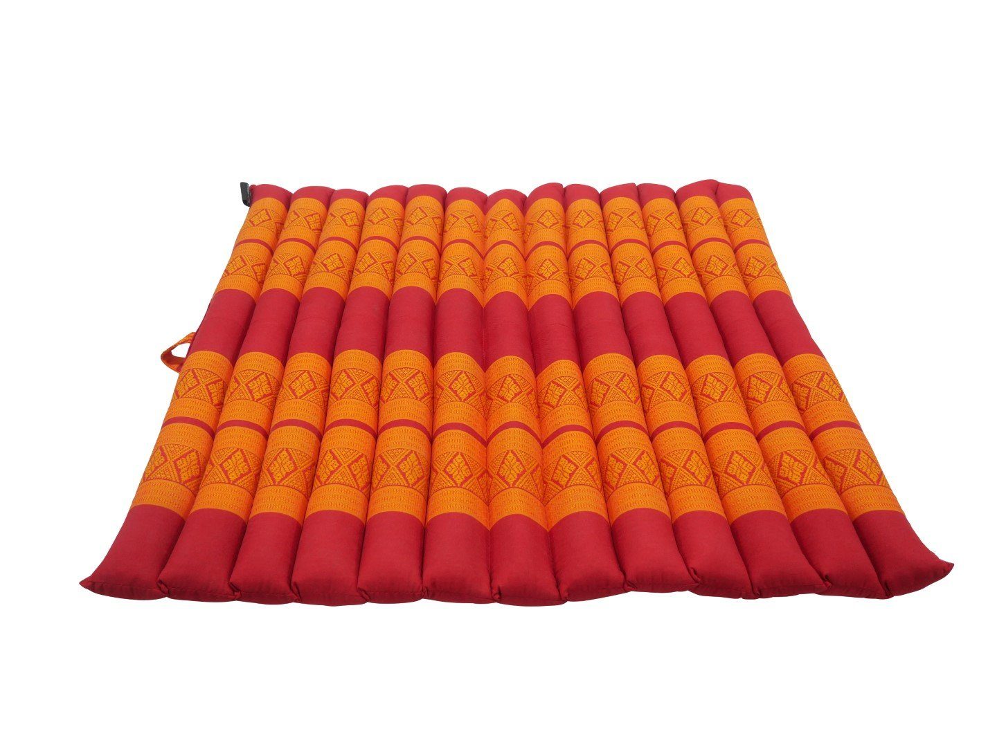 my Hamam Yogakissen Zabuton Yoga Meditationsmatte rollbar rot-orange, angenehm weich, unterstützend, orientalisches Muster 69x78x4.5 cm