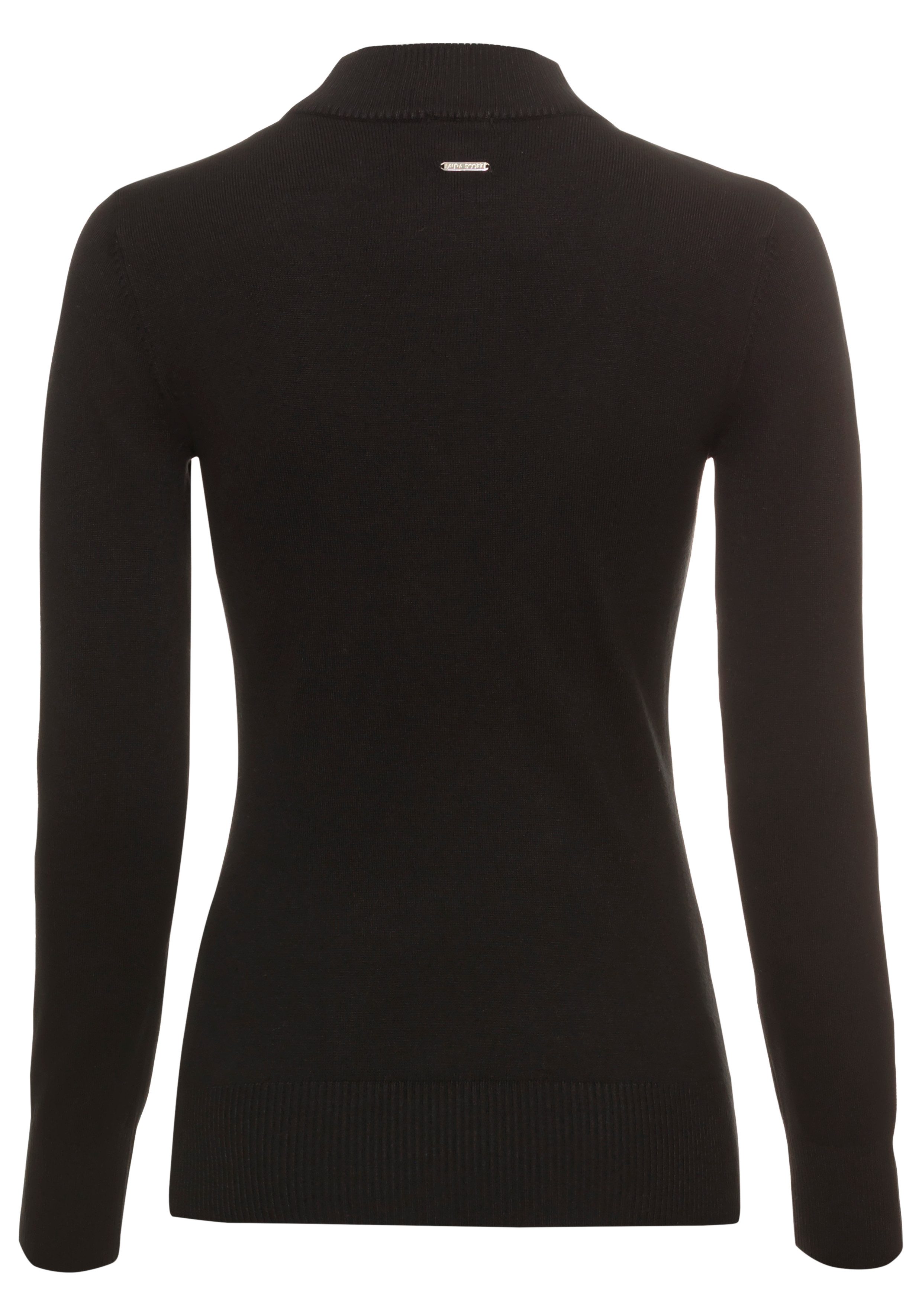 Laura Scott Stehkragenpullover mit glitzernden Ziersteinen und Mesh-Applikation