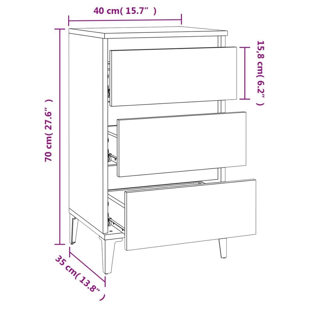 Holzwerkstoff Hochglanz-Weiß 40x35x70 Nachttisch (1-St) Nachttisch | cm vidaXL Hochglanz-Weiß Hochglanz-Weiß