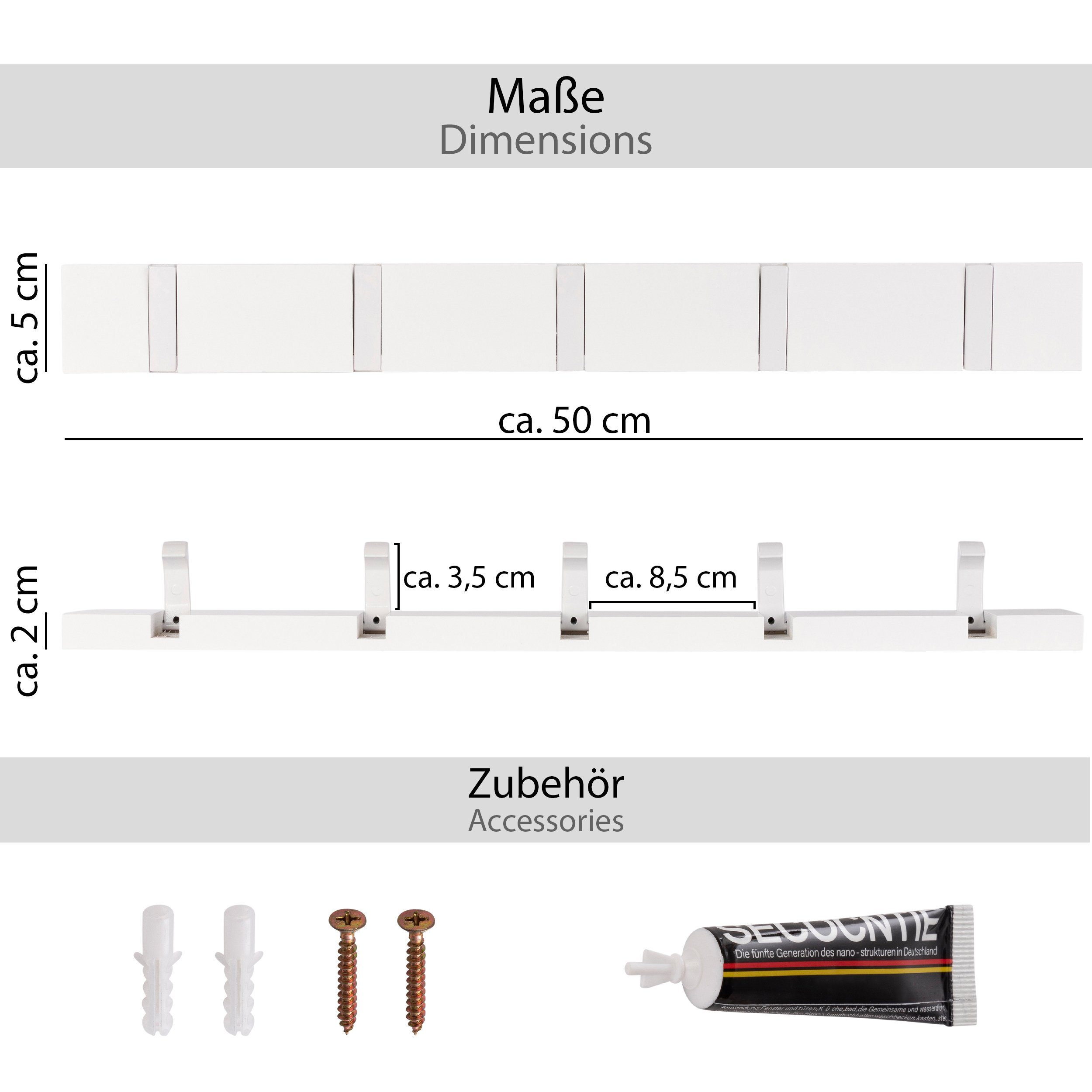 ONVAYA Garderobe Garderobenhaken, Wandgarderobe Bambus, Garderobenleiste günstig online kaufen