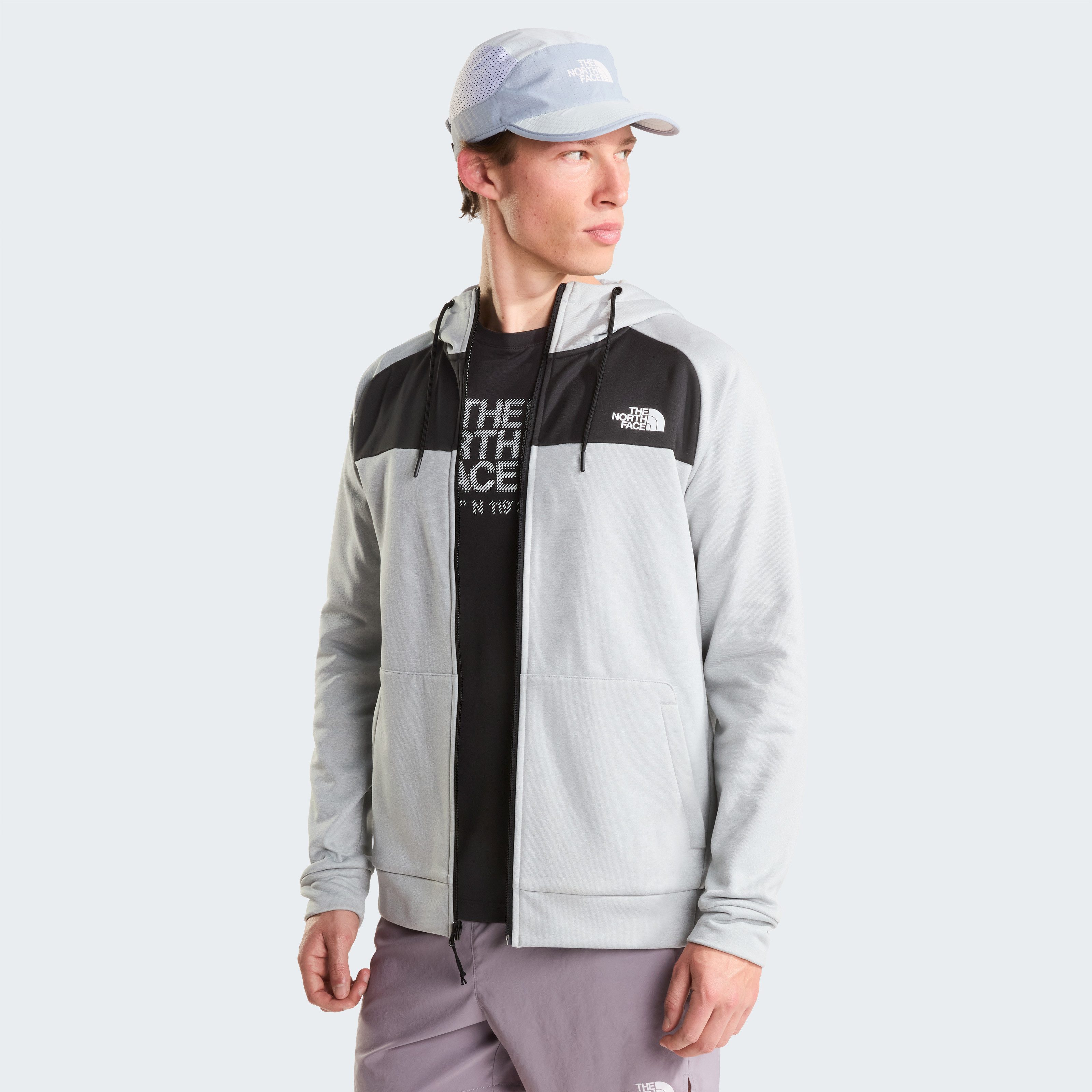 The North Face Fleecejacke Reaxion Fleece Kapuzenpulli mit durchgehendem RV für Herren für kühle Temperaturen, offene Taschen, mit gebürsteter Innenseite