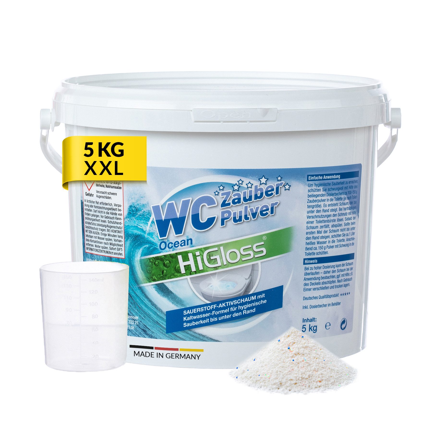 HiGloss "WC Zauberpulver" Очиститель туалета (1-St. 5 Kg Toiletten-Reinigungspulver, WC Schaum mit Schmutzfindertechnologie)