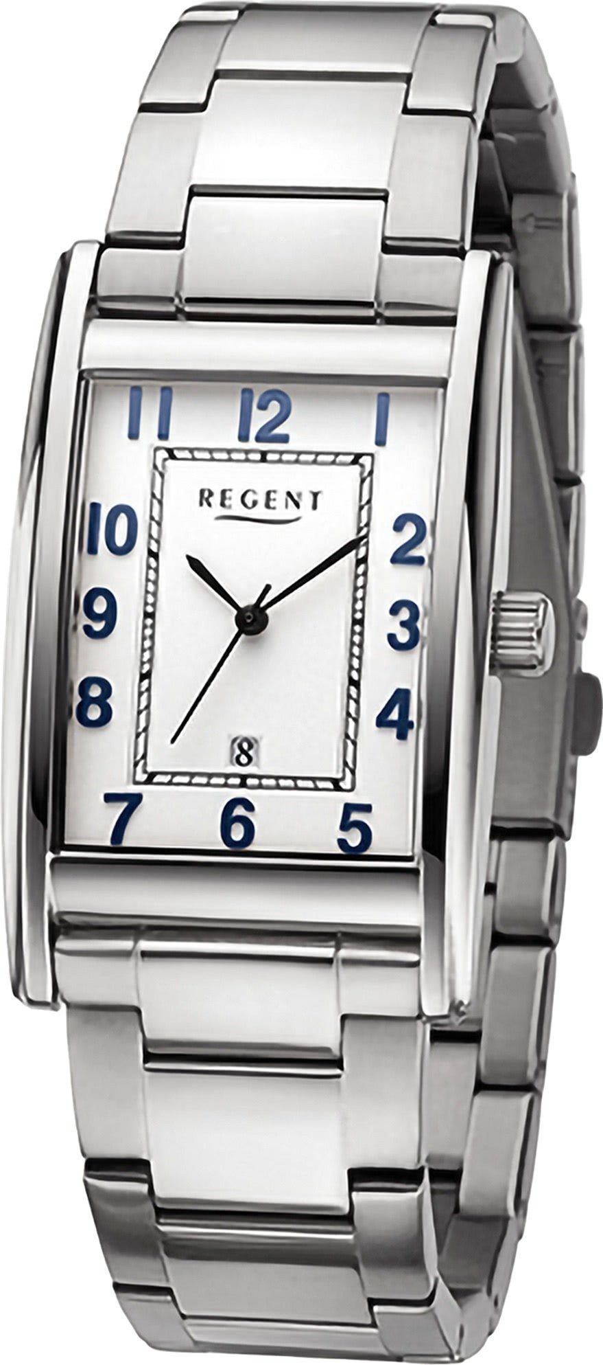 Regent Quarzuhr Regent Herren groß rund, (ca. 29mm), extra Armbanduhr Herren Analog, Armbanduhr Metallarmband