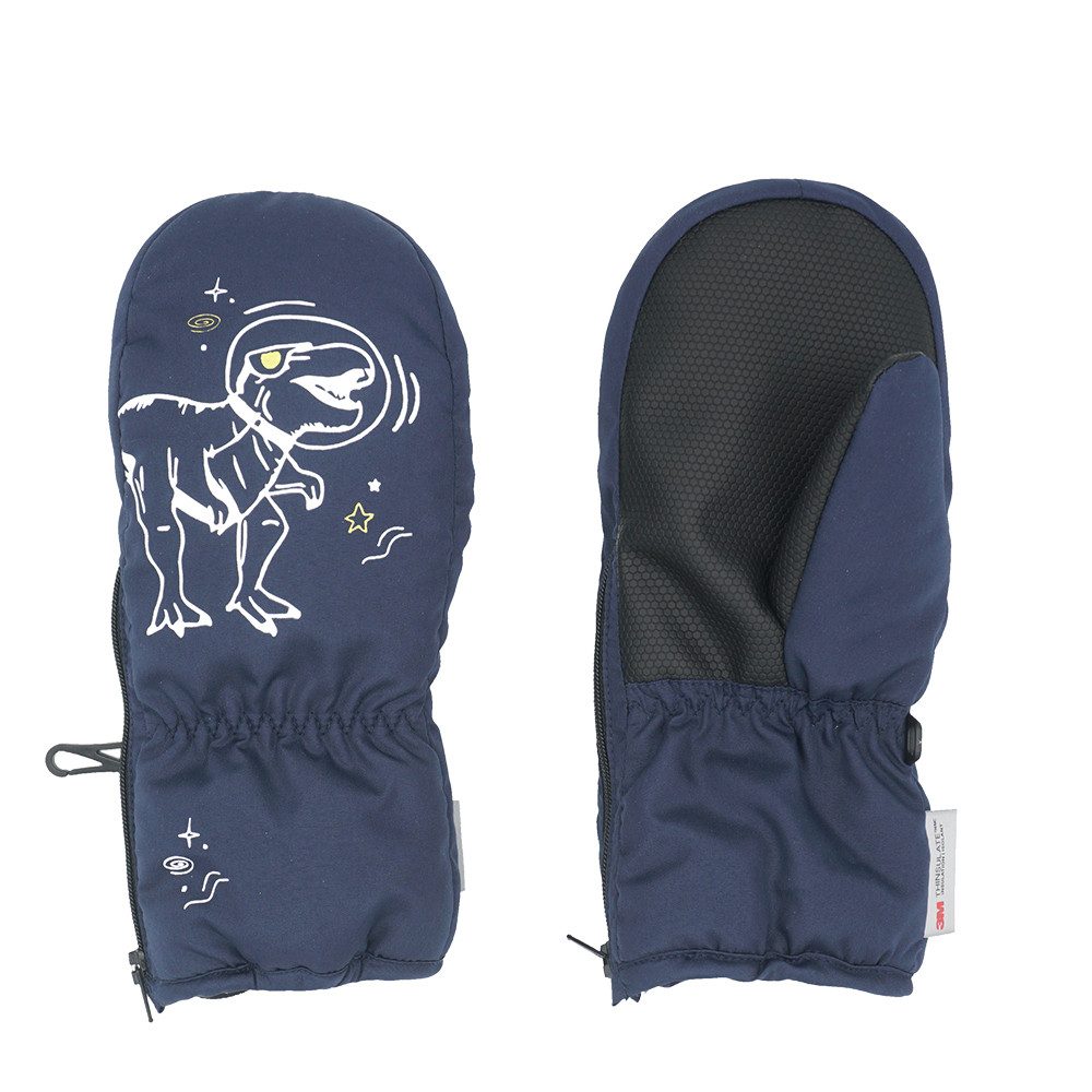 MAXIMO Fäustlinge MINI BOY-Thermofausthandschuhe "space dino", Daumen, glow in the dark (2-St)