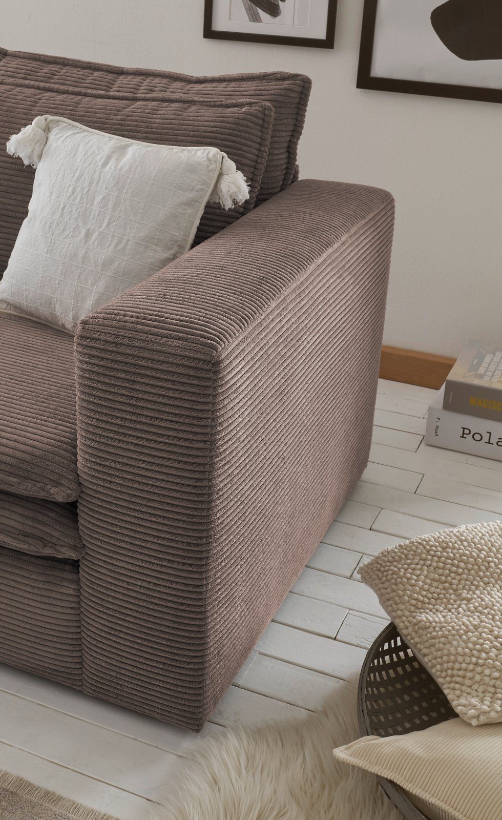 Furn.Design Loveseat Pesaro (XXL Polstersessel mit Cordbezug, Breite 125 cm), wahlweise mit Hocker