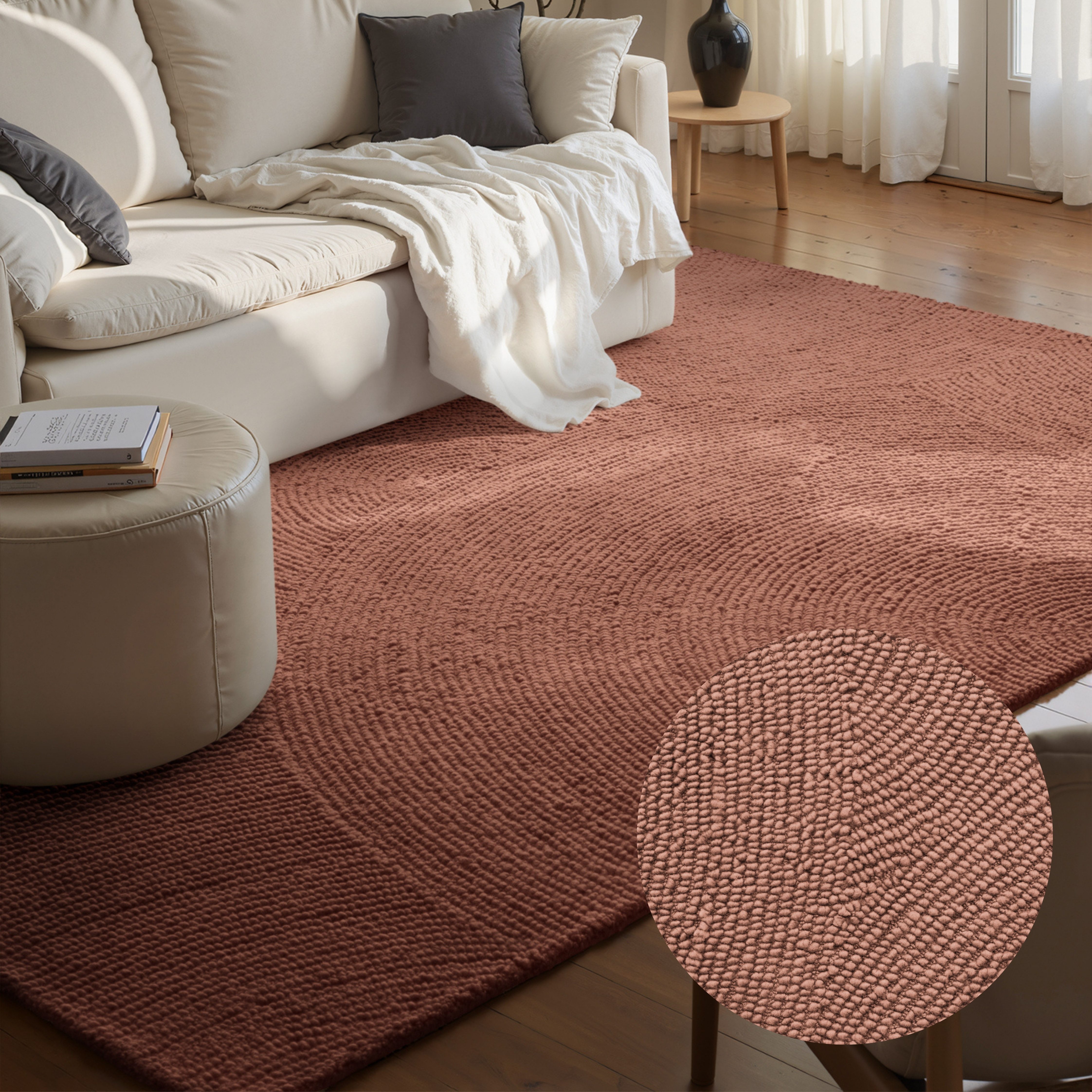 HANSE Home Wollteppich Calmio, auch als Läufer und in rund, rechteckig, Höhe: 18 mm, Handgetuftet, Wolle, Natur, Wohnzimmer, Schlafzimmer, Skandi, Hygge