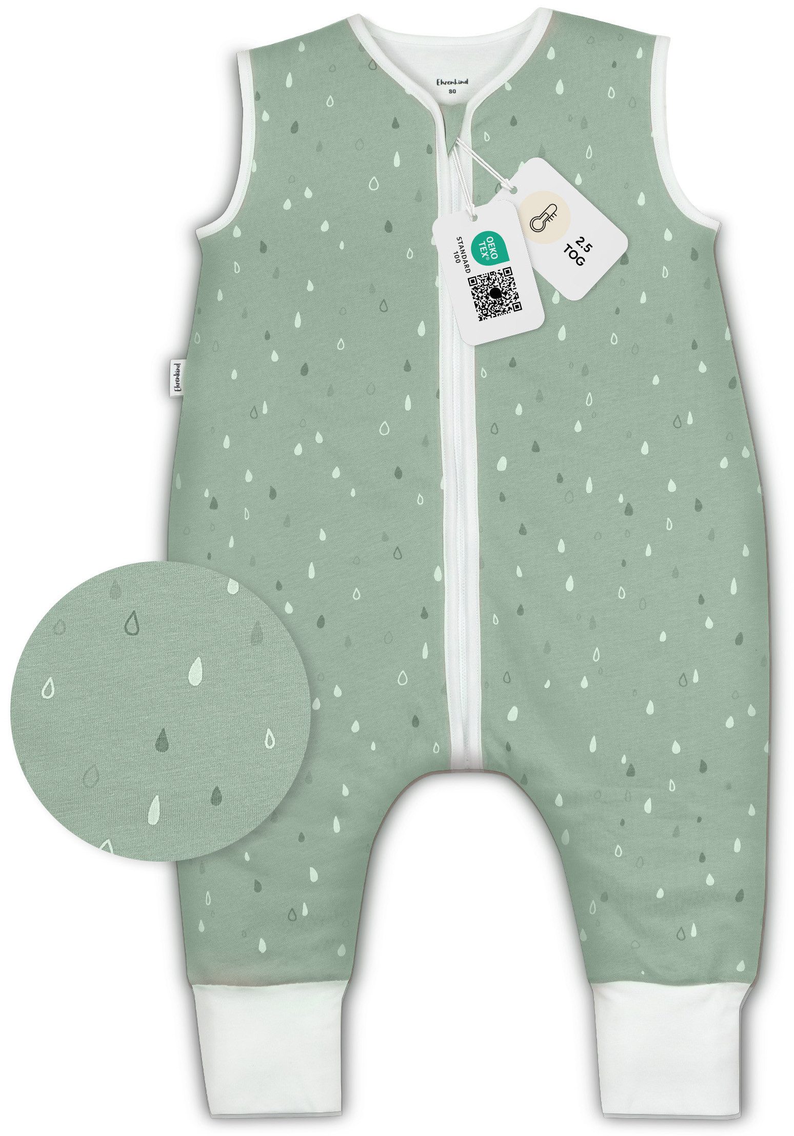 Ehrenkind Babyschlafsack Schlafsack mit Füßen 2.5 TOG, Bio-Baumwolle, Ganzjahr (Standard by OEKO-TEX, 100% Bio-Baumwolle, Ganzjahresschlafsack mit Beinen, 2.5 TOG), Baby Schlafsack, Schlafsack Baby
