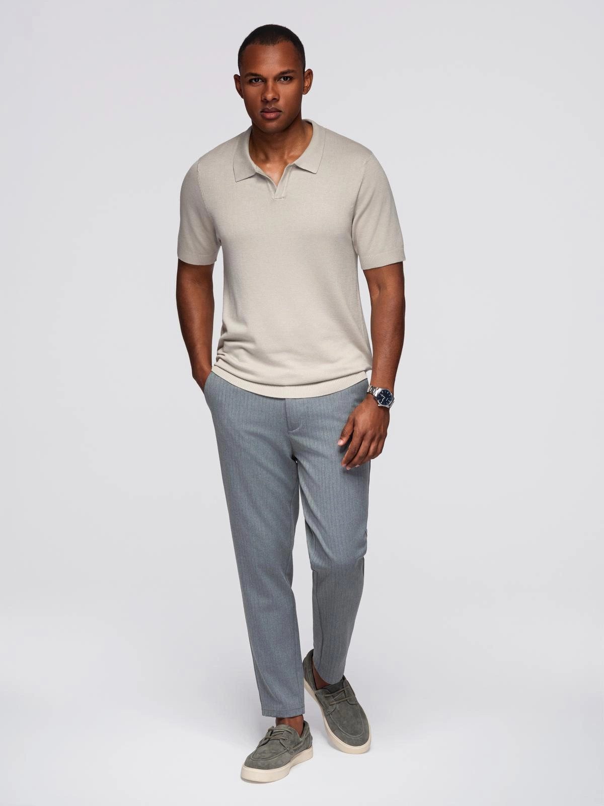 OMBRE Poloshirt Knopfloses Herren-Poloshirt mit klassischer günstig online kaufen