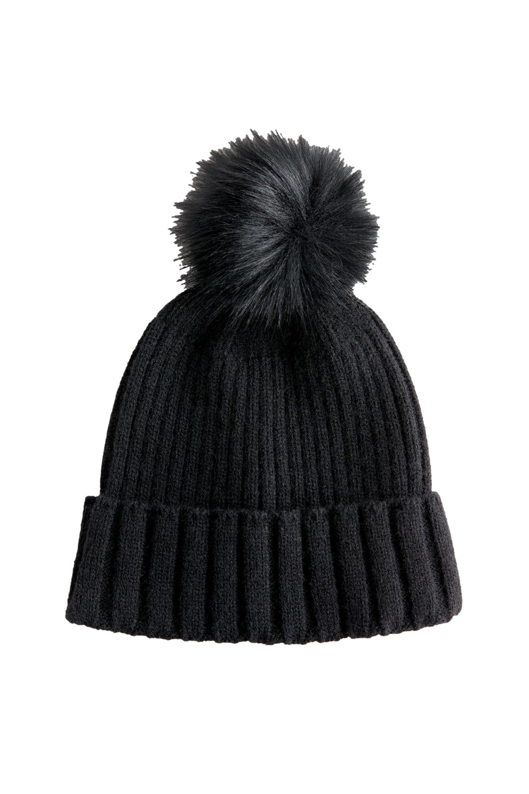 Bommelmütze Gerippte Beanie mit Bommel