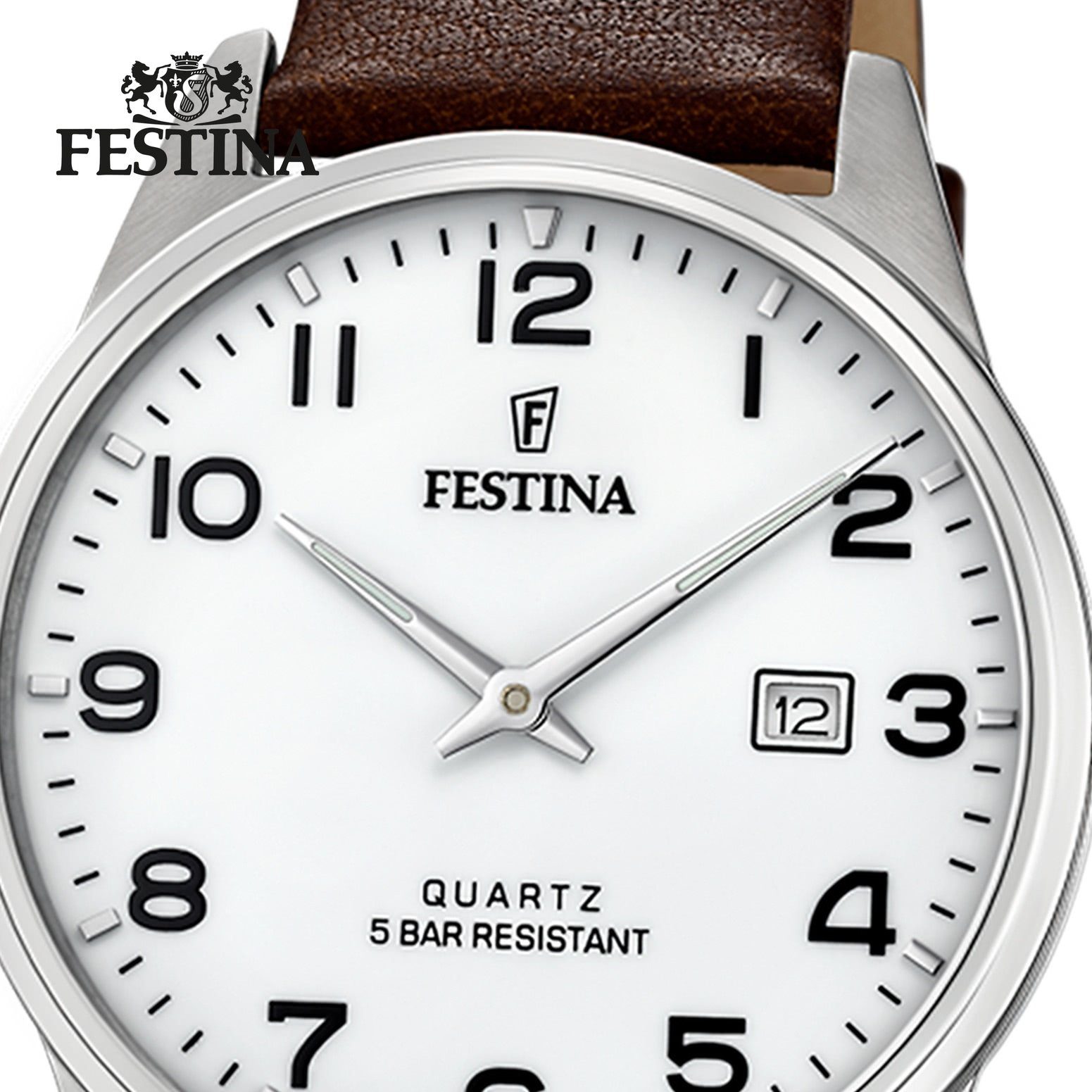 F20512/1 Armbanduhr Lederarmband Quarzuhr Herren Uhr Lederarmband, rund, Elegant Festina Festina Herren dunkelbraun,