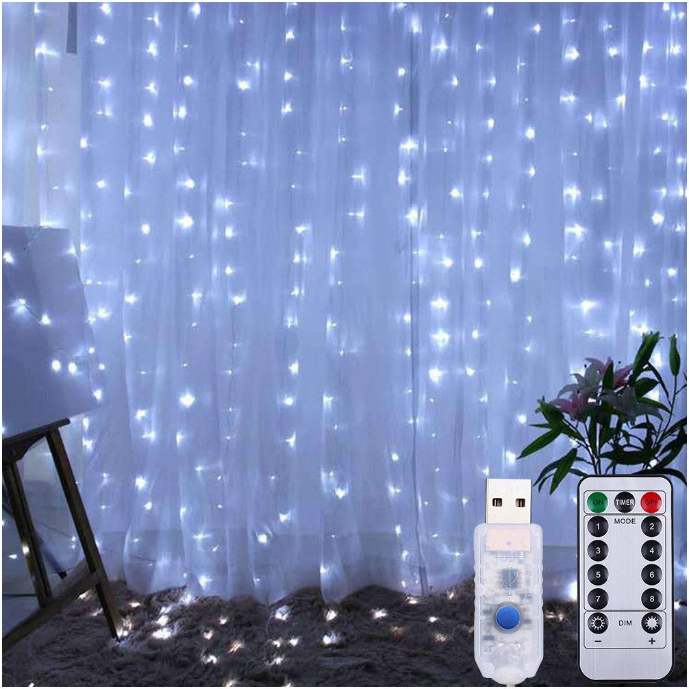 LED-Lichtervorhang 300 LED Lichternetz Lichtervorhang Lichterkette, Weihnachtsdekoration