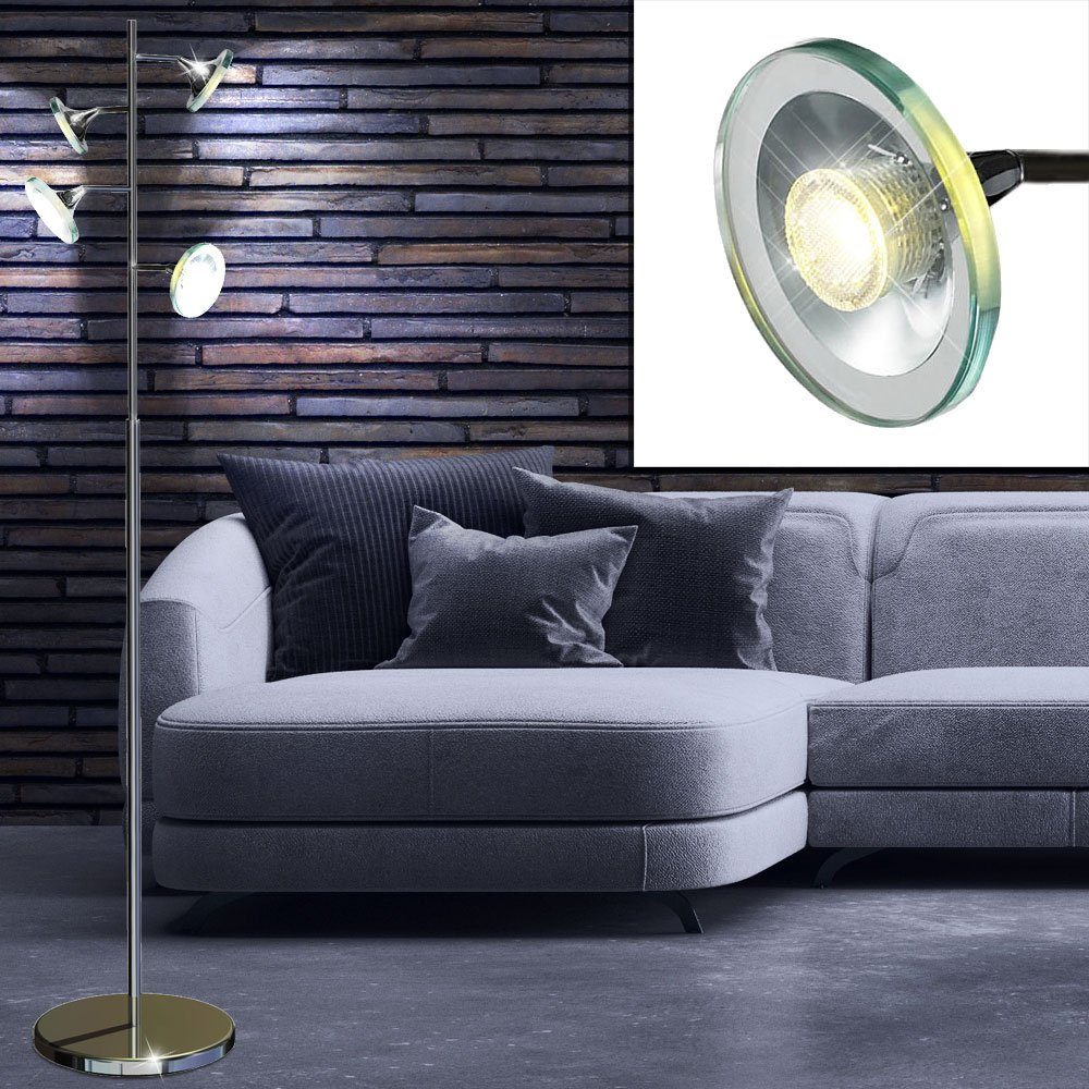 Warmweiß, Leuchtmittel Stehlampe LED LED Stehleuchte 4 inklusive, Wohnzimmer flammig etc-shop Spotleuchte Stehlampe,