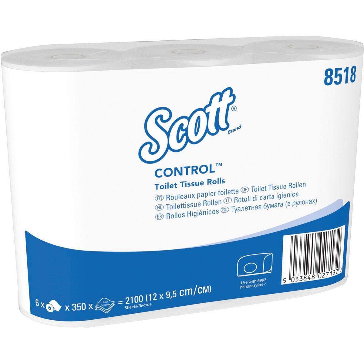 KIMBERLY-CLARK Toilettenpapier Scott Toilettenpapiert Plus 8518 3lagig 350Bl. 6 St./Pack.