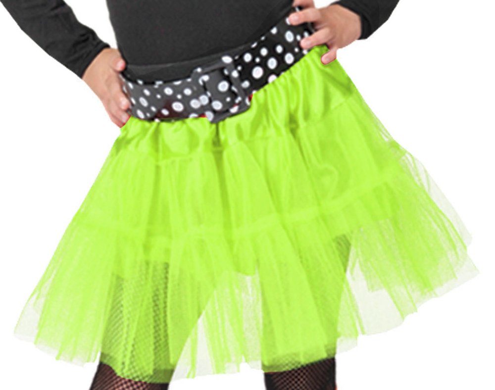 Funny Fashion Kostüm Petticoat für Mädchen 30 cm Länge - Neongrün