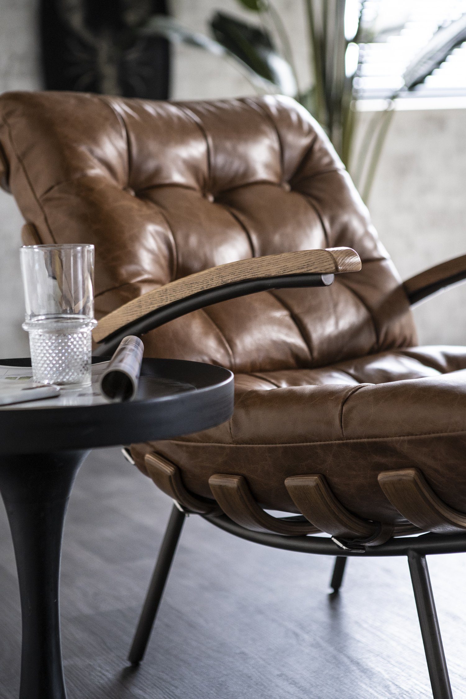 aus Java-Leder Leder Vintage, NICOLAS hochwertigem dunkelbraun Loungesessel Maison Sessel Ledersessel ESTO