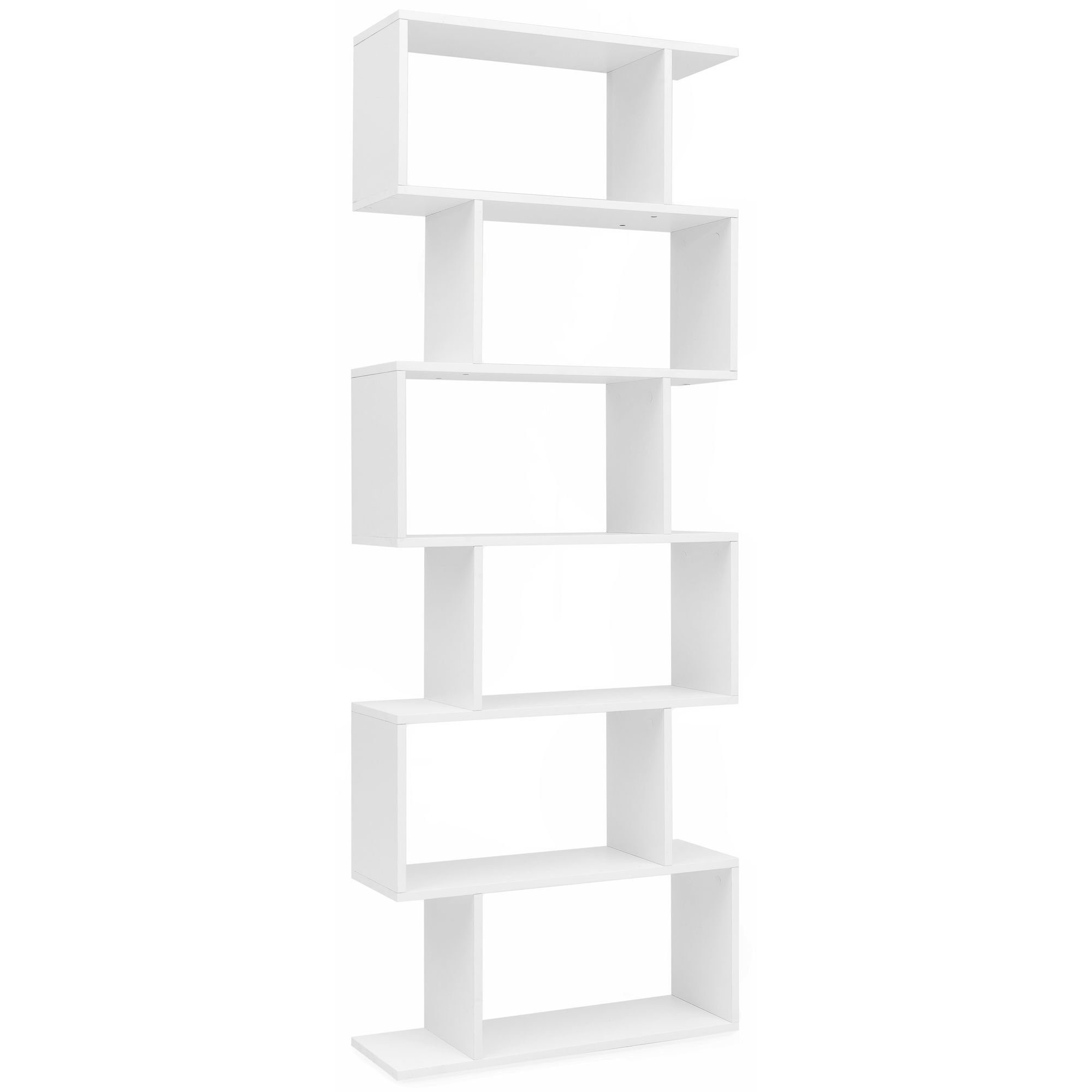 Wohnling Bücherregal WL5.691, 70 x 23,5 x 190,5 cm, Standregal Weiß 6  Fächer, Aktenregal Freistehend Spanplatte, Regal Modern