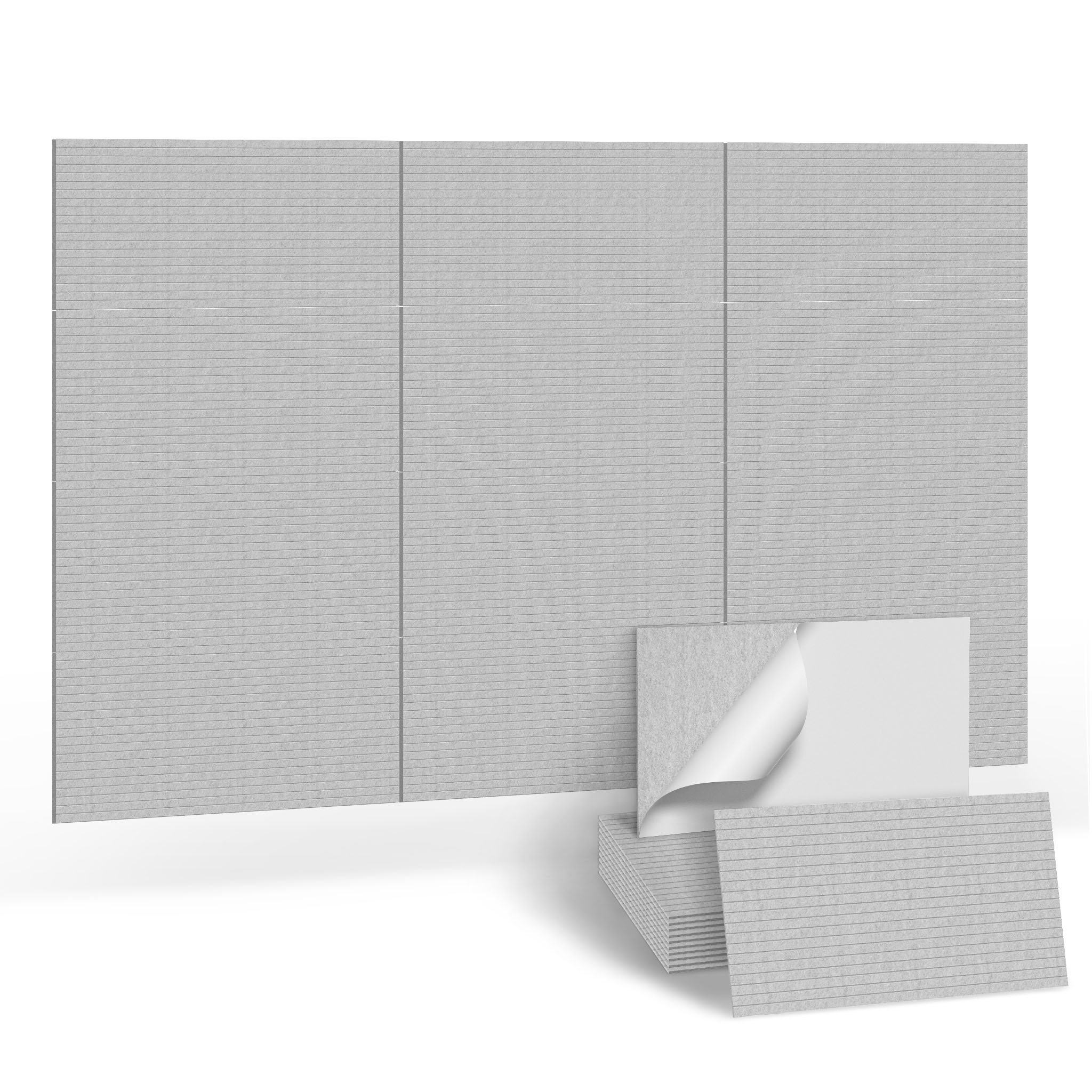 FIVMEN Wandpaneel Akustikpaneele Wand Selbstklebend Schalldämmung 4er/set, (4-tlg) Schwarz/Weiß/Hellgrau 120x60cm Polyesterfaser Langer Streifen