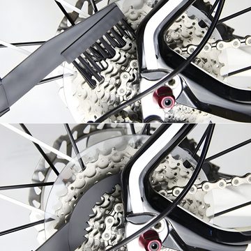 Retoo Fahrradketten Fahrrad Kette Reiniger Werkzeug Wartung Pflege Fahrradkette (2x Einweghandschuhe Kettenreiniger, Reinigungsbürste Zahnbürste) Für jeden Kettentyp Das Spezialreinigungsmittel Einfache Kettenwartung