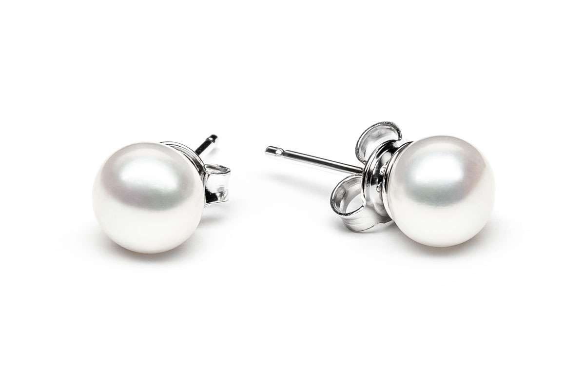 Gaura Pearls Paar Ohrstecker Perlenohrstecker weiß 6.5-7 mm, Button, echte günstig online kaufen