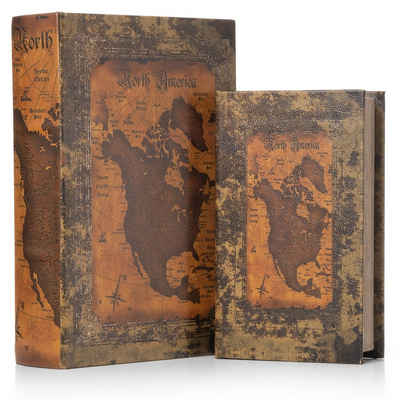 Moritz Etui Buchattrappe Nord Amerika Kontinent Karte irrelevant, Buch Safe Box Schatulle Buchhülle Geldversteck Buchtresor