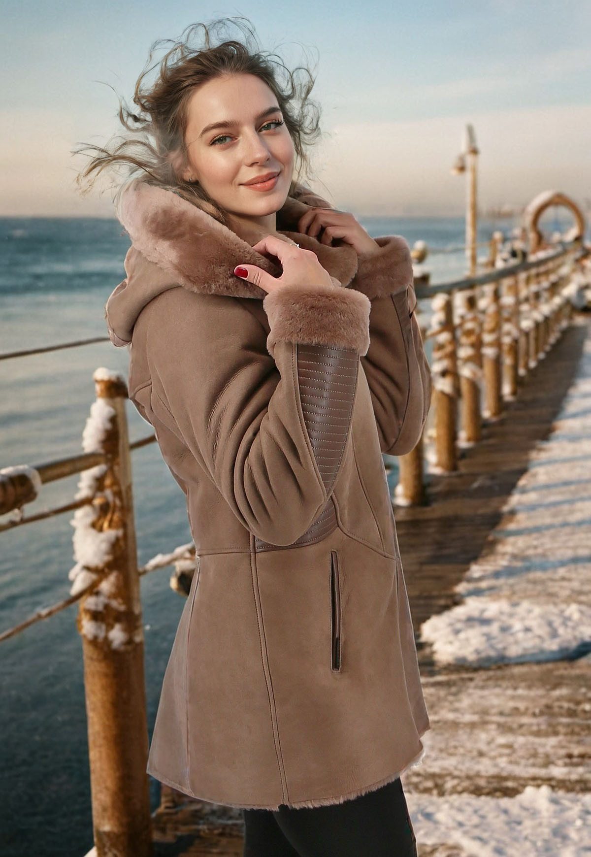 Hollert Winterjacke Lammfelljacke Lena Beige günstig online kaufen