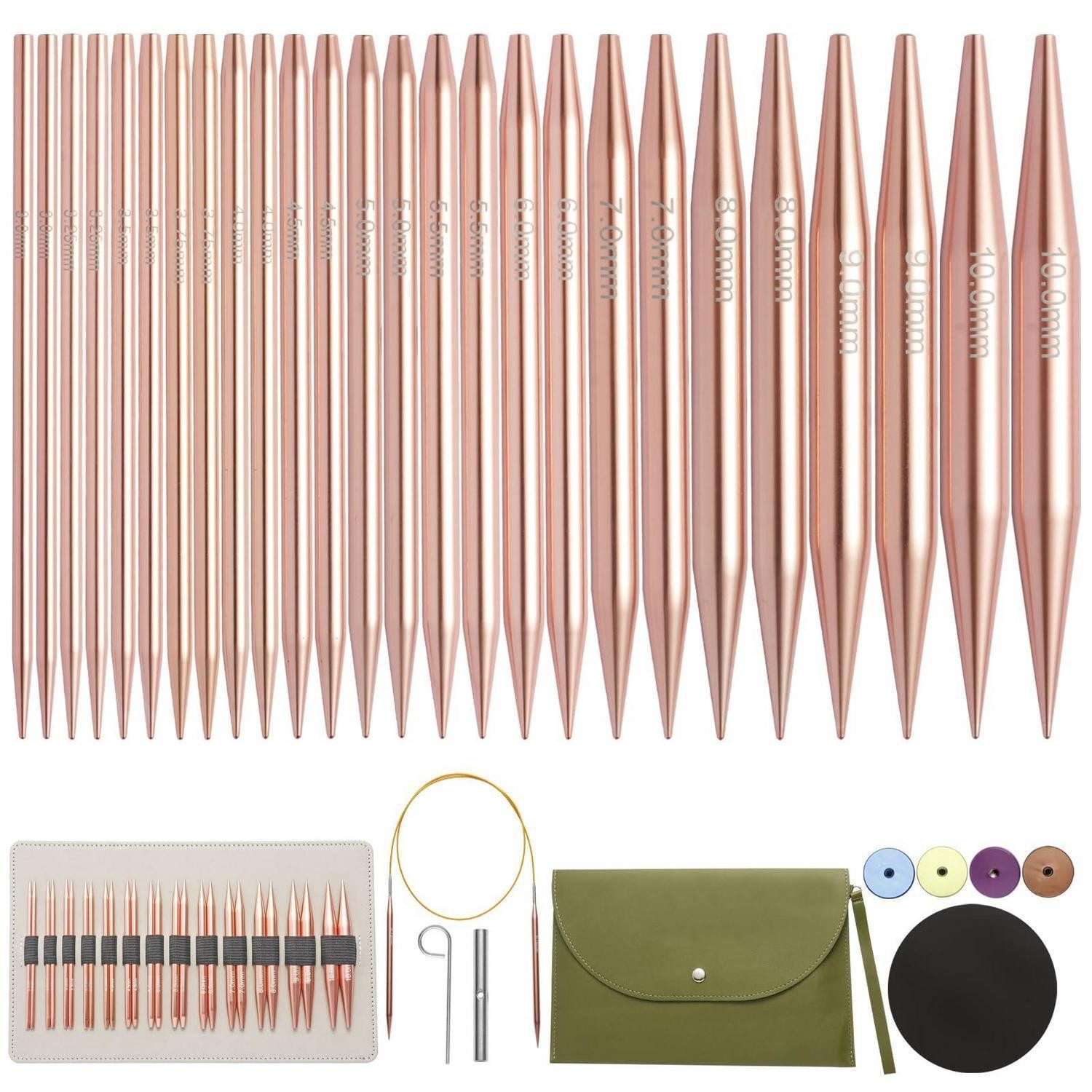 LuxusKollektion Rundstricknadeln Rundstricknadeln Set Aluminium Roségold, 1 St.