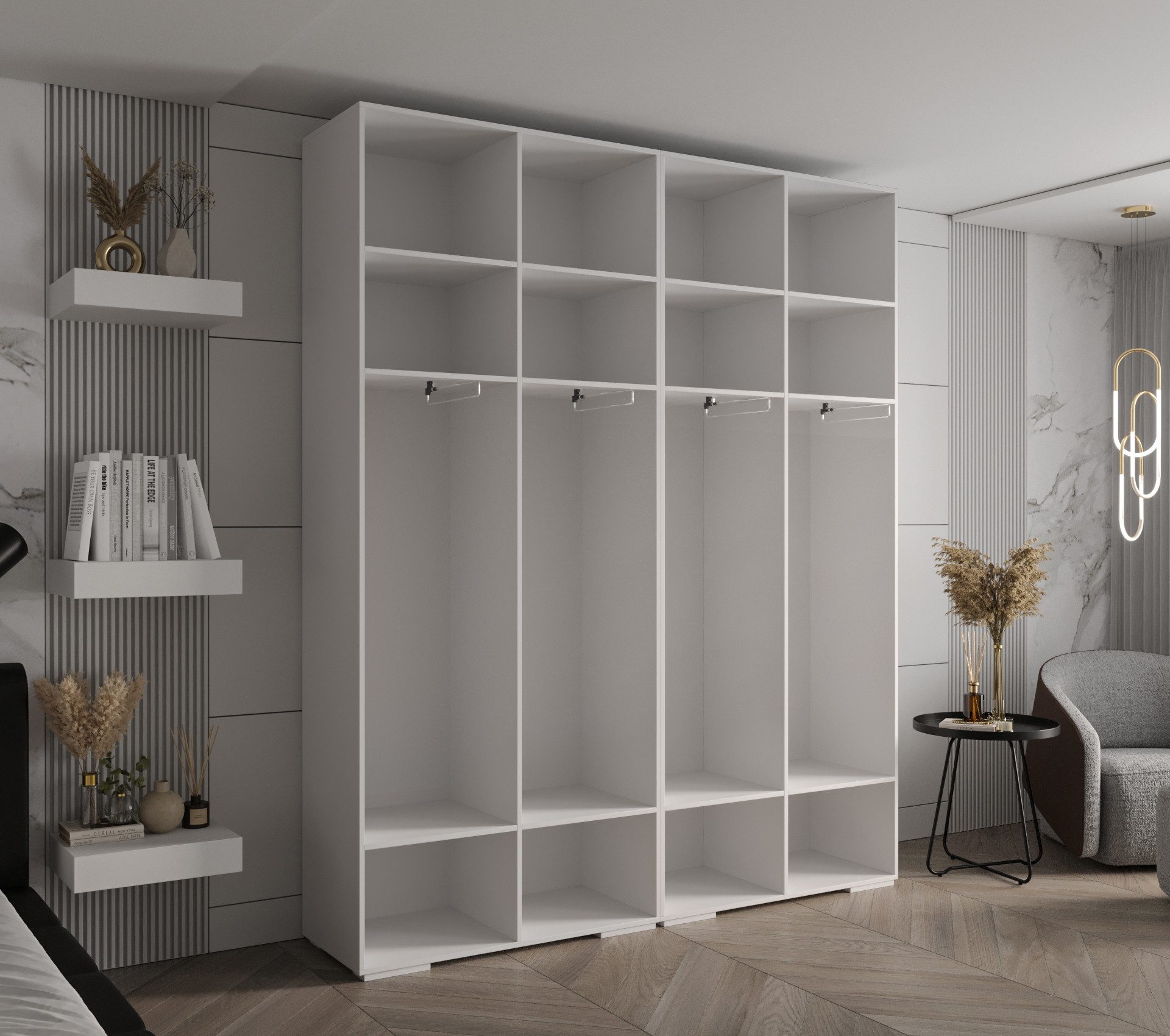 ABIKS MÖBEL Drehtürenschrank INOVA 3 Schlafzimmerschrank mit Kleiderstange und Regalen