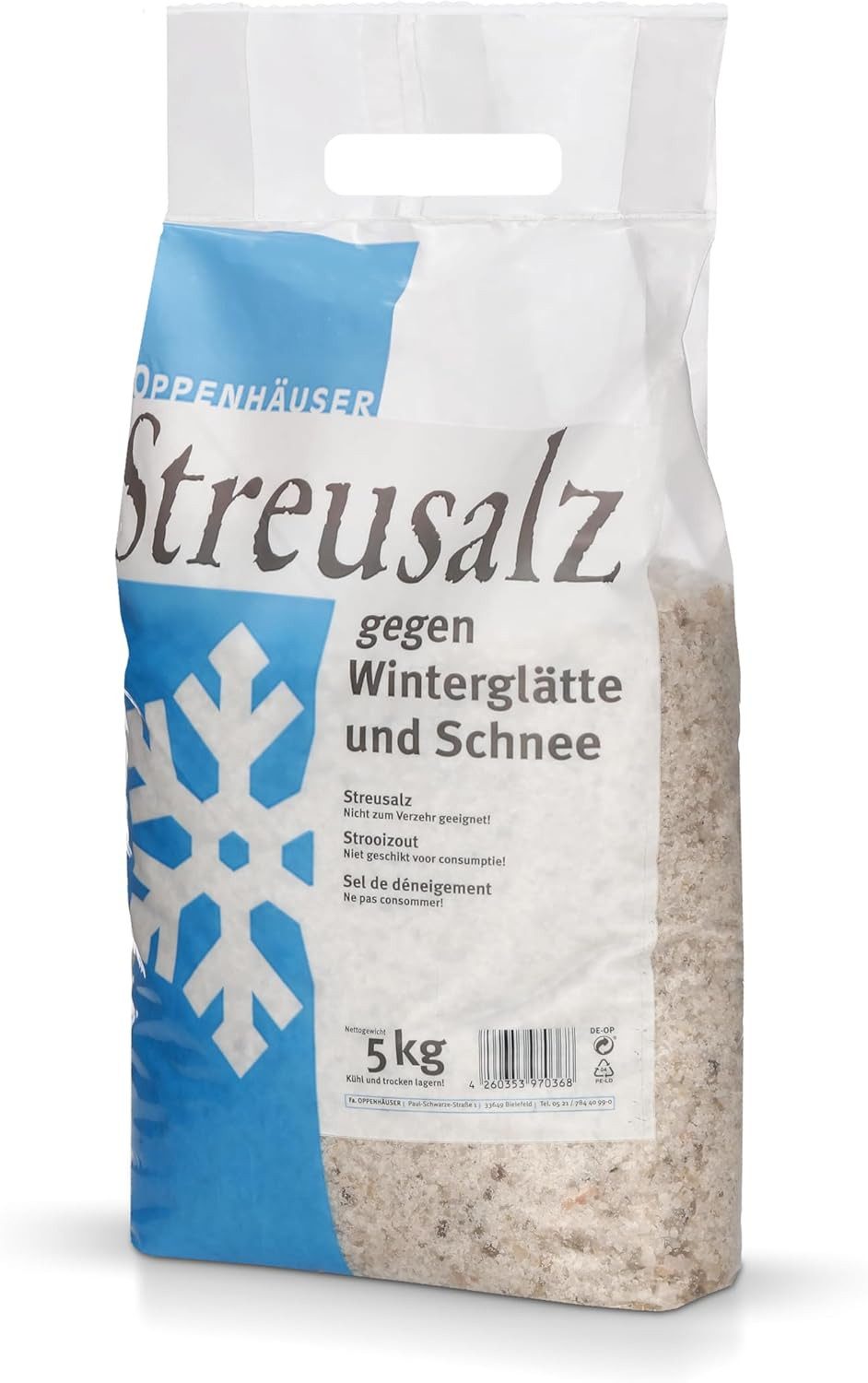 Oppenhäuser Großhandel & Produktion Sand Streusalz/Auftausalz Auftaustreu Streumittel Winterstreu Streugut (grobkörnig)