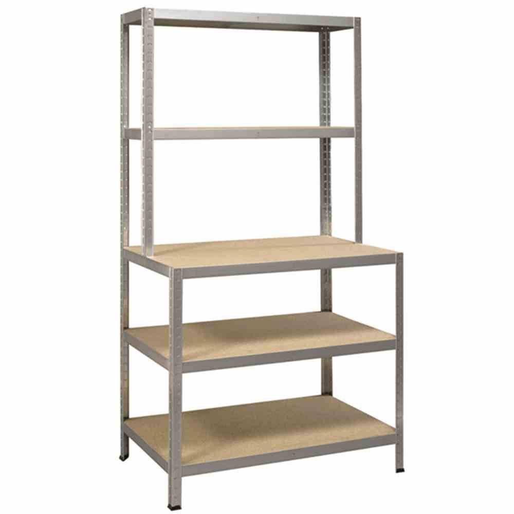 IRONSIDE Mehrzweckregal Steckregal HolzMetall 186x100 cm mit Werkbank Tragk200 kg