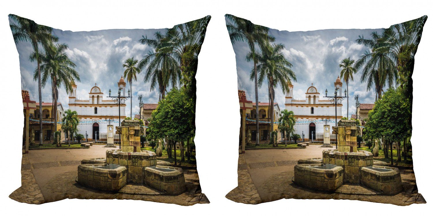Palmen Kissenbezüge (2 Digitaldruck, mit Stück), Reise Accent Abakuhaus Doppelseitiger Maya-Stadt Modern