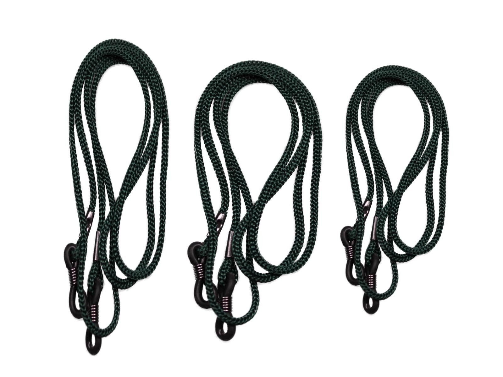 Brillenetui Dunkelgrüne Brillenkordel - 3er Pack